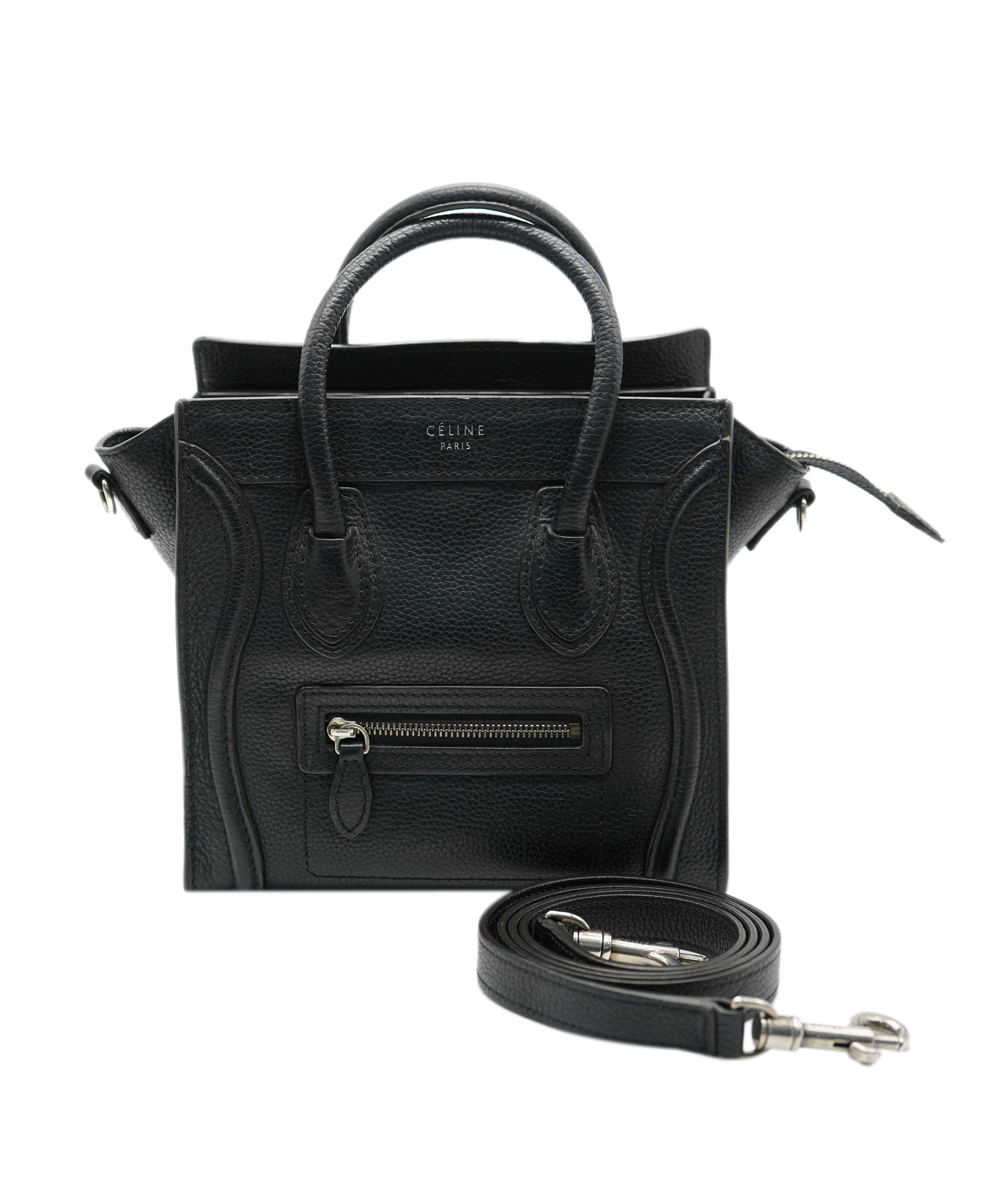 Celine Celine Black Drummed Leather Nano Luggage ABC0531