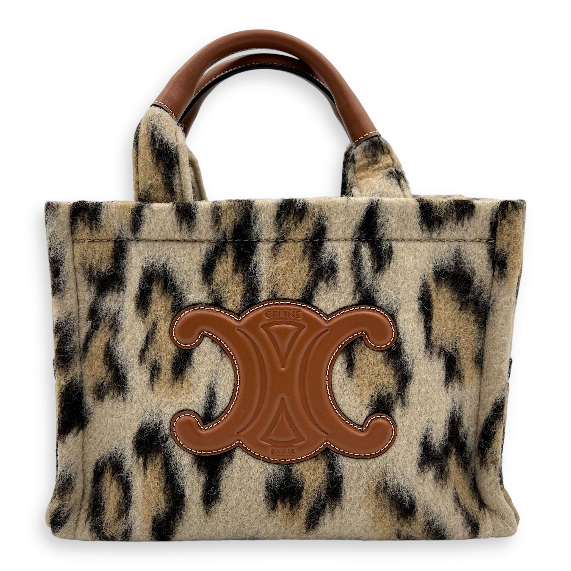 Celine Celine Cabas Small Brown Tote Bag in Wool, Gold hardware C2508-007694DT