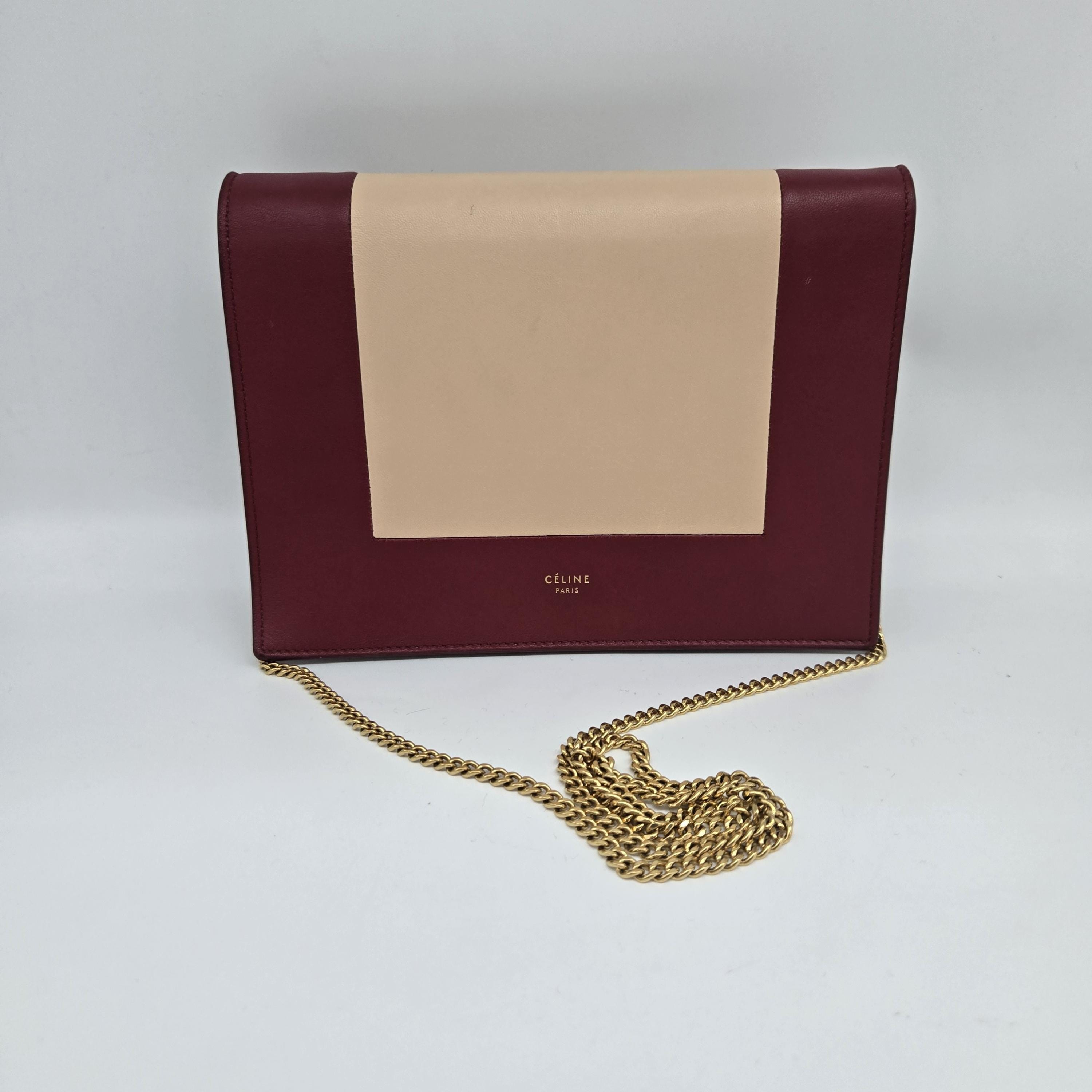 Celine Celine Frame Evening Leather Clutch On Chain C352836
