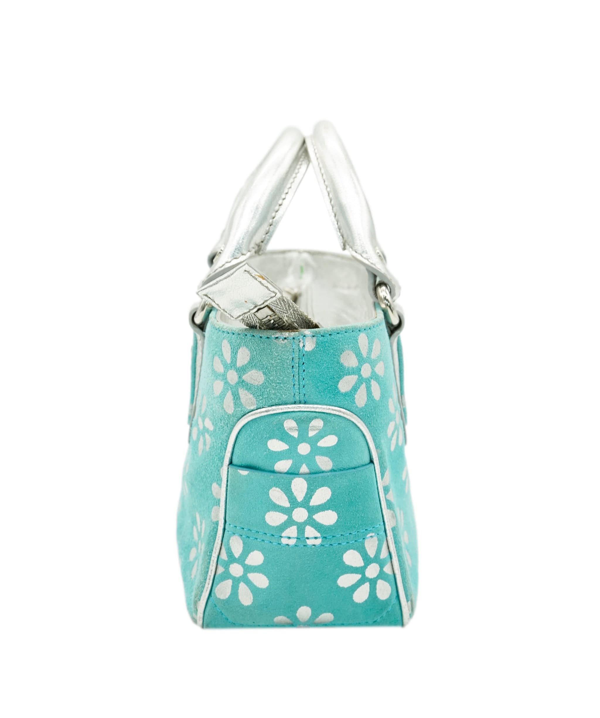 Celine CELINE Hand Bag Suede Light Blue Auth 65527 DBXS1661