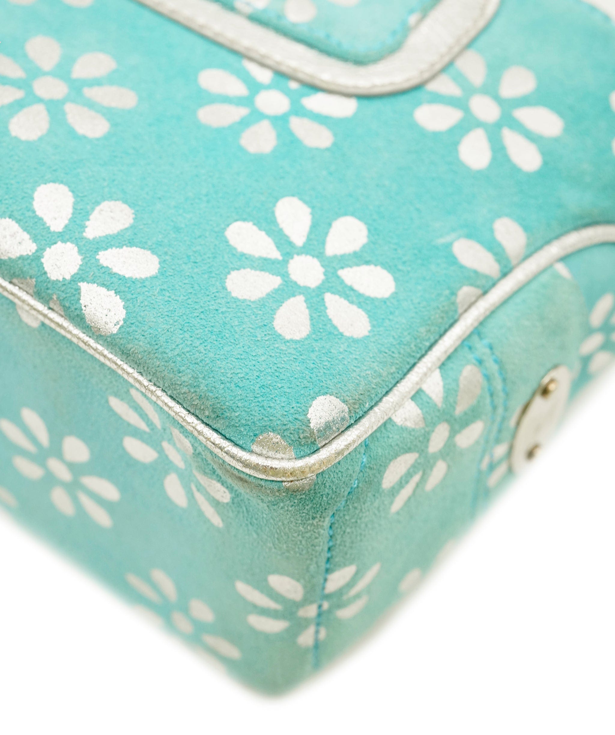 Celine CELINE Hand Bag Suede Light Blue Auth 65527 DBXS1661