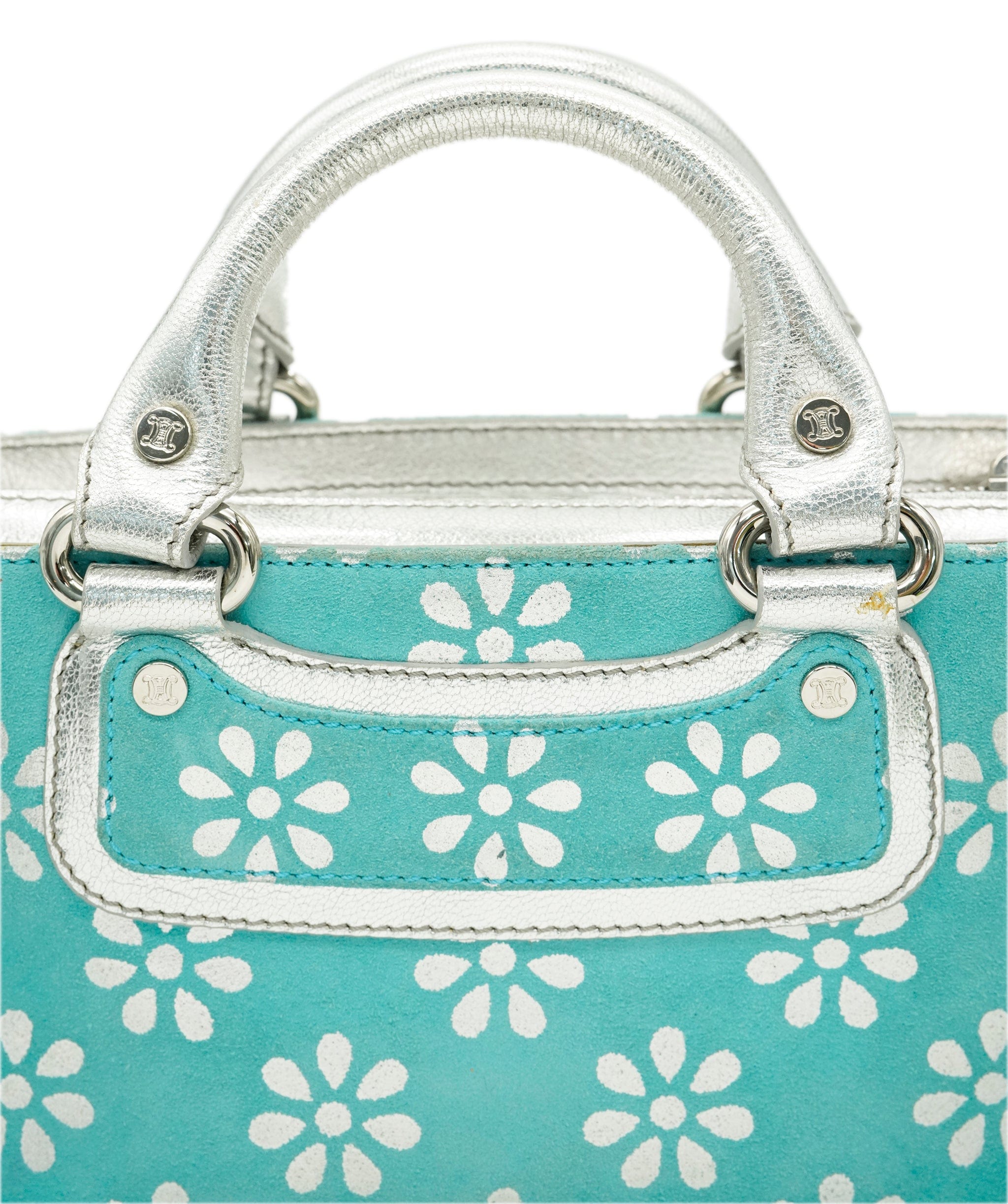 Celine CELINE Hand Bag Suede Light Blue Auth 65527 DBXS1661