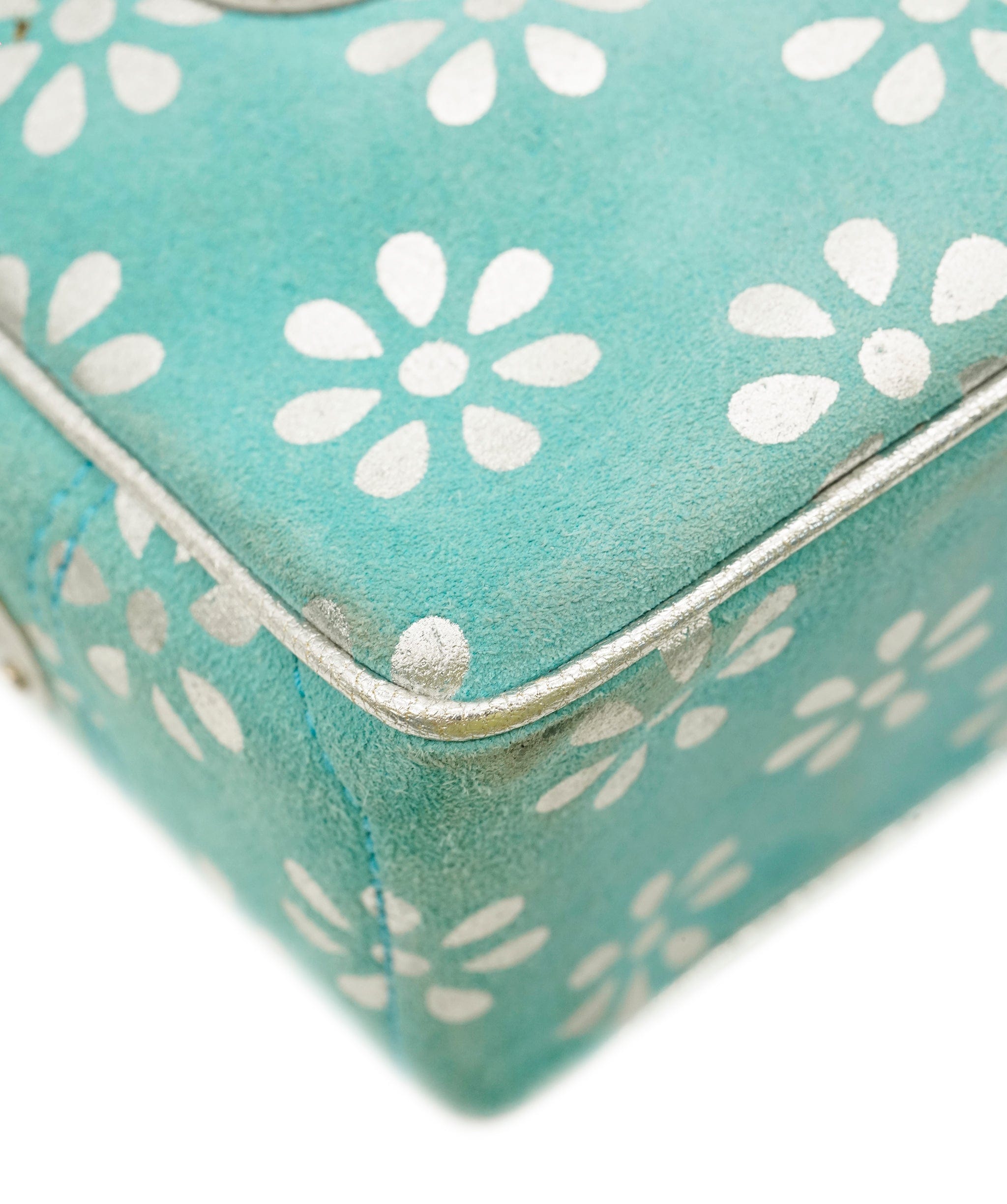 Celine CELINE Hand Bag Suede Light Blue Auth 65527 DBXS1661