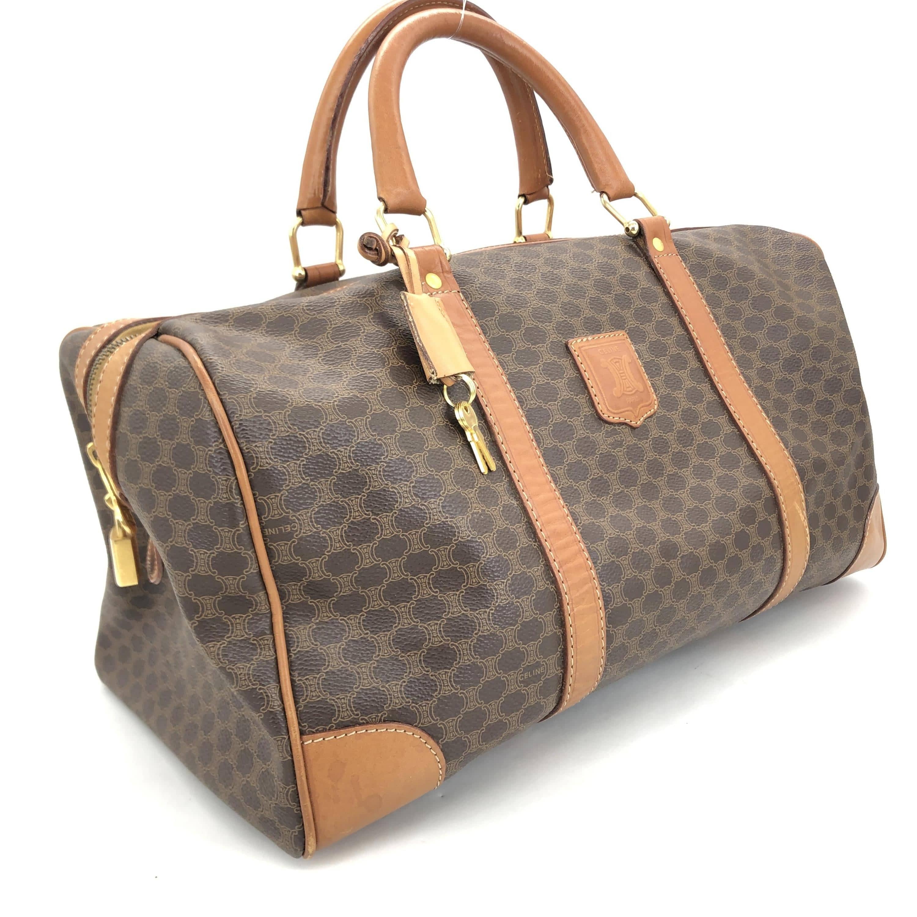 Celine ""TIKTOK ORDER- SABRINA- TRACKING NUMBER 12 3912 9500 " Celine Macadam Boston Bag PVC/Leather Brown ALC3206