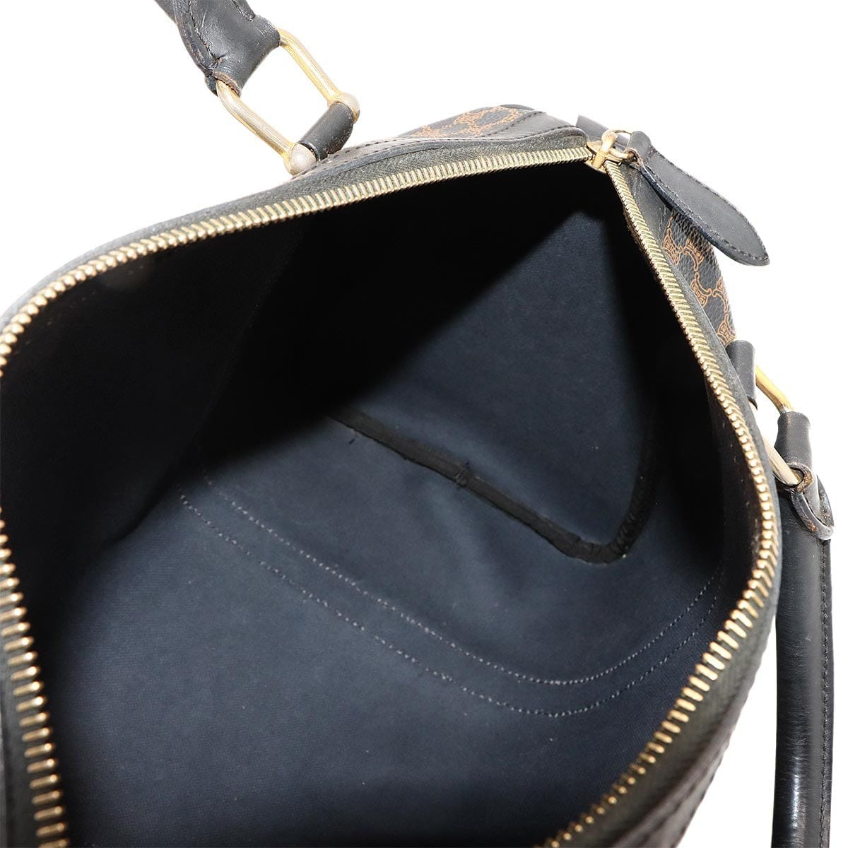 CELINE CELINE Macadam Boston Hand Bag PVC Leather Black Brown Purse 90297040