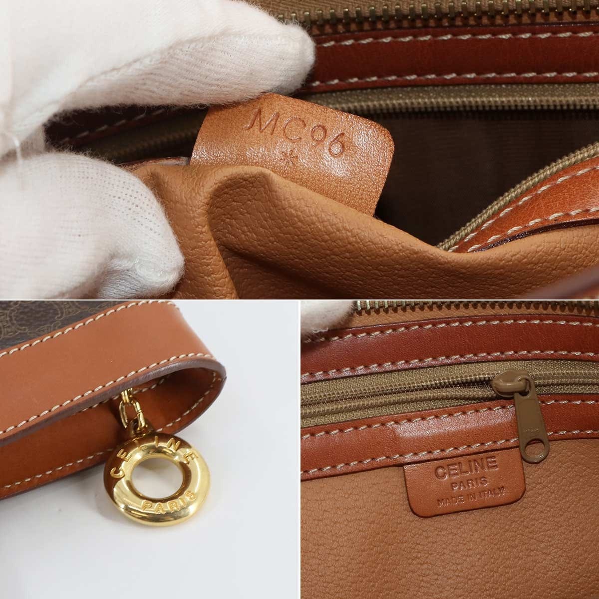 CELINE CELINE Macadam Hand Bag PVC Leather Brown Vintage 90297081