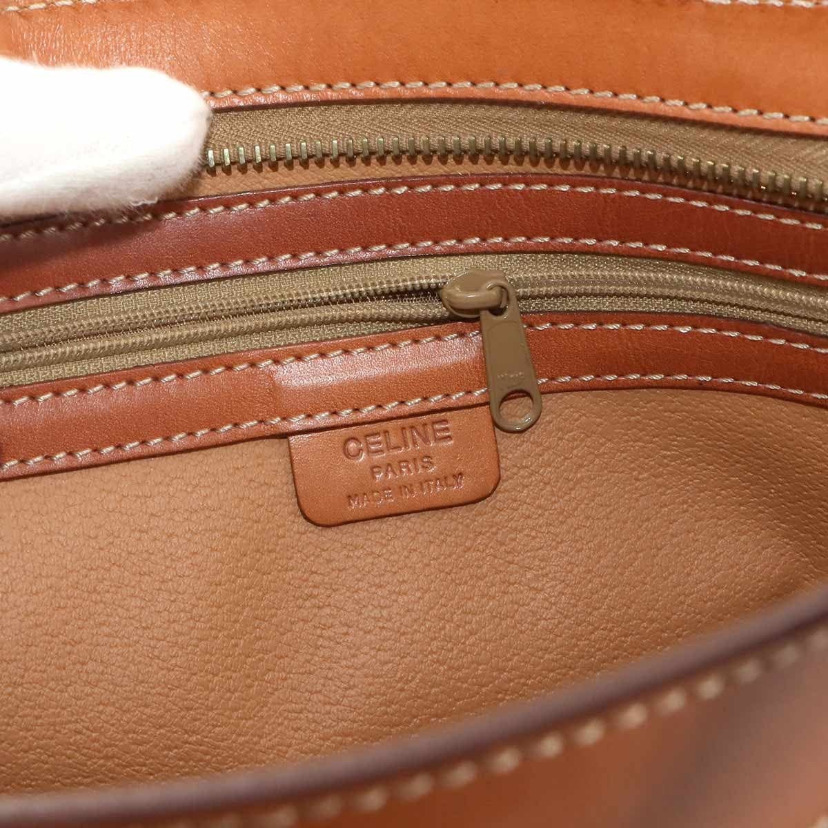 CELINE CELINE Macadam Hand Bag PVC Leather Brown Vintage 90297081