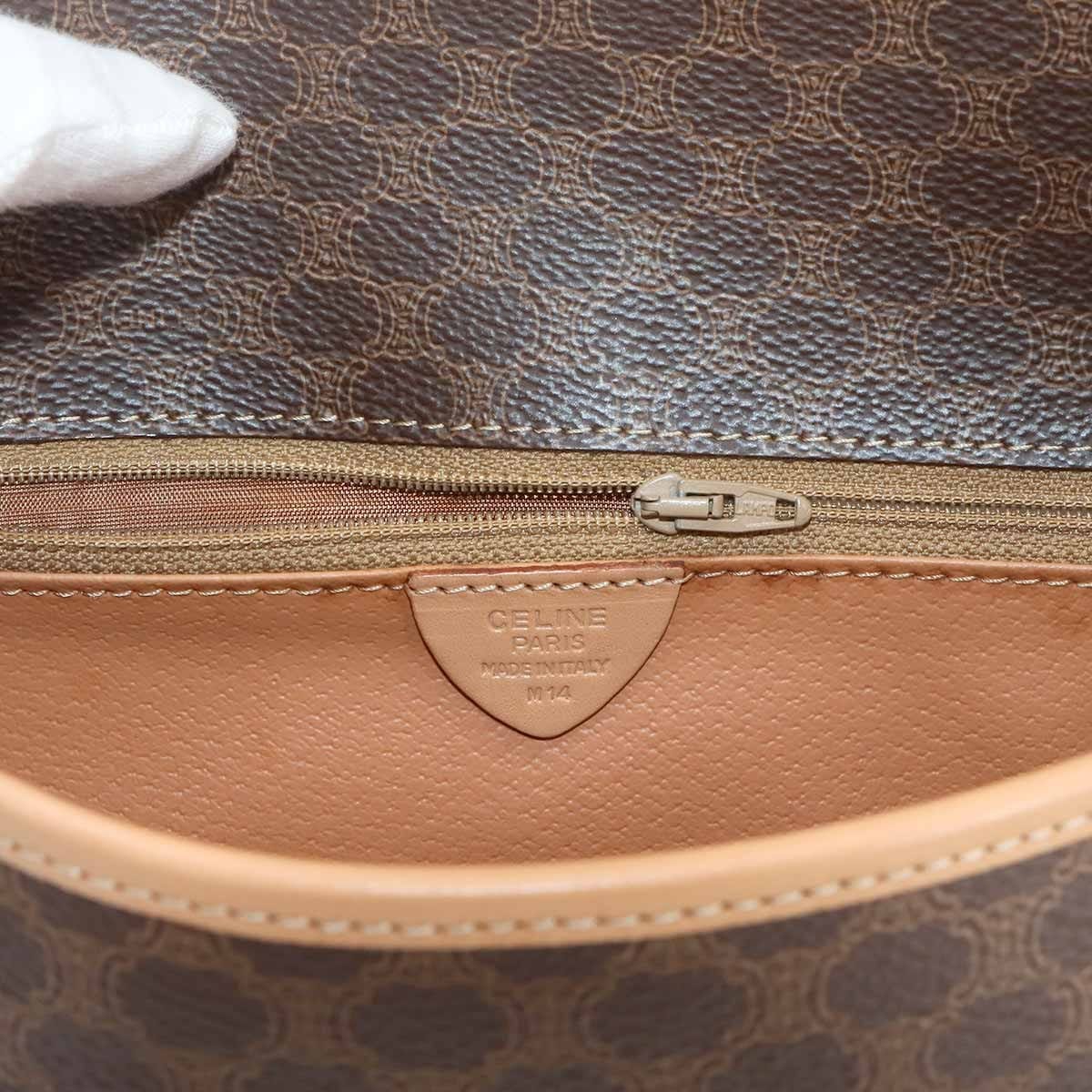 CELINE CELINE Macadam Shoulder Bag PVC Leather Brown Circle Logos Vintage 90299843