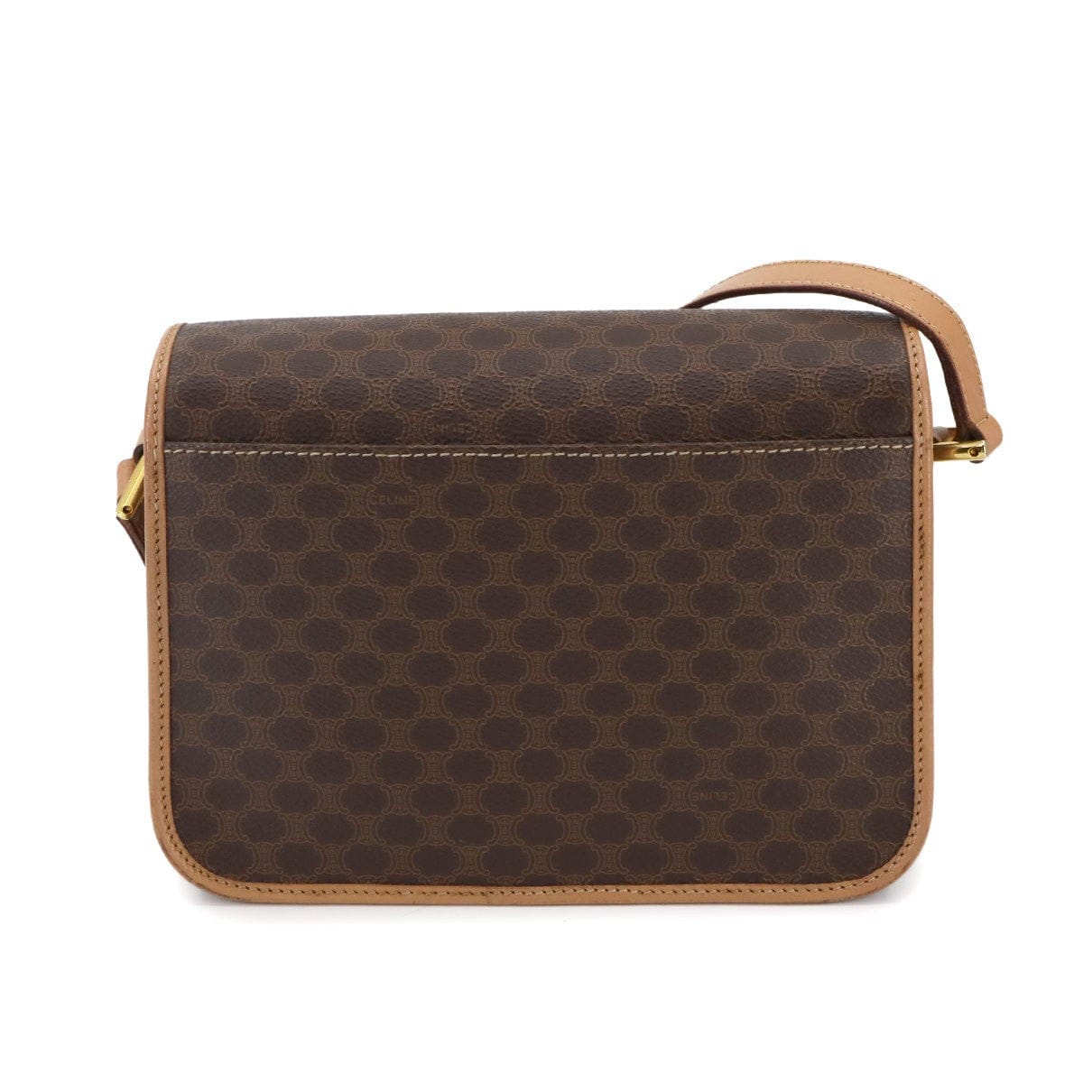 CELINE CELINE Macadam Shoulder Bag PVC Leather Brown Circle Logos Vintage 90299843