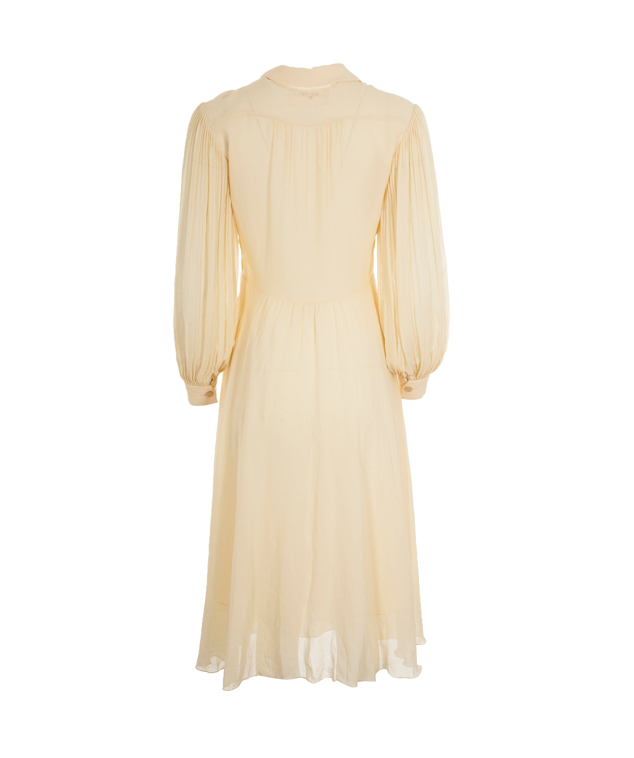 Celine Celine Chiffon Cream Pleated Dress SIZE 36 ALL0470