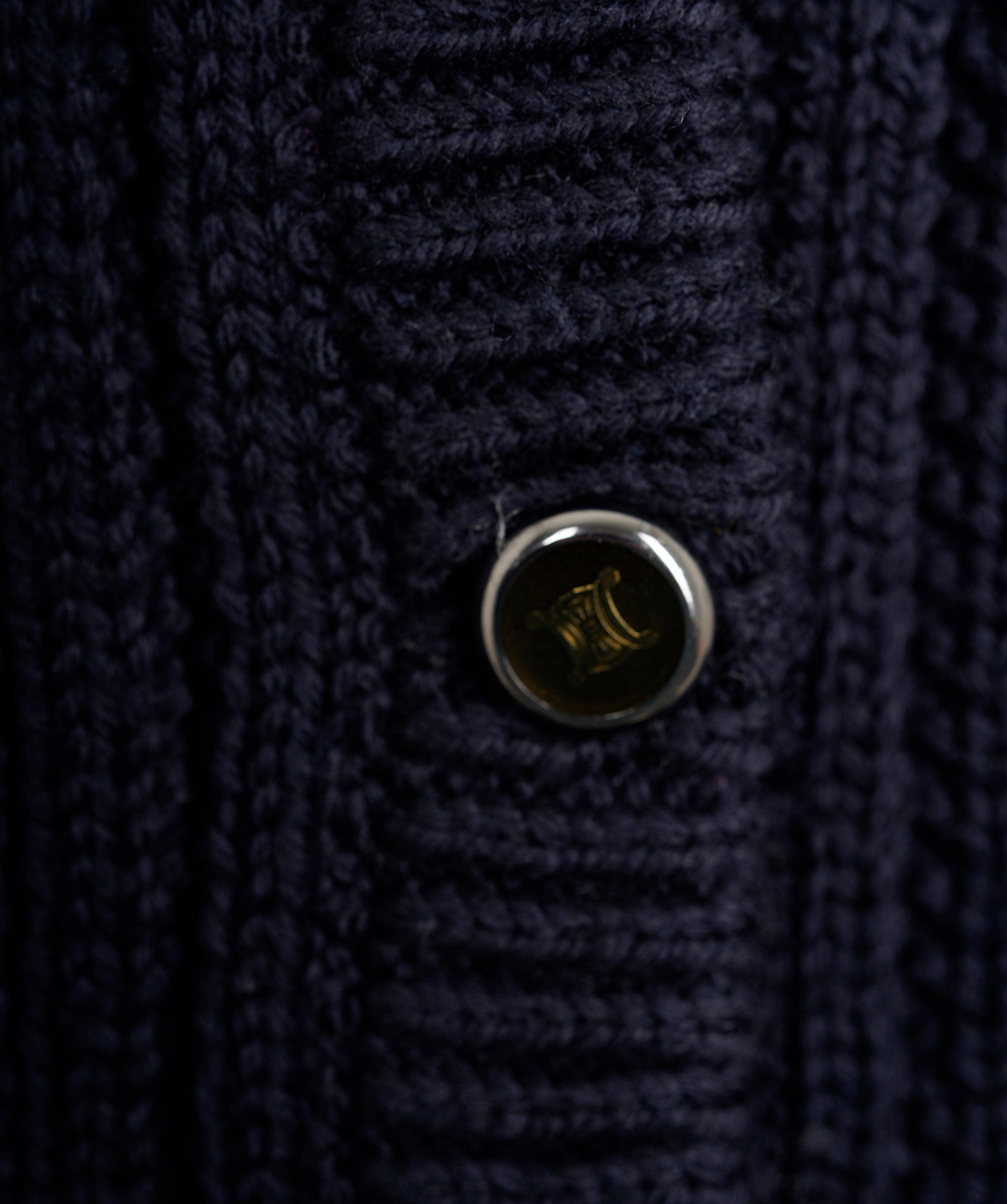 Celine Celine Knit Jacket #M Navy ASL9814