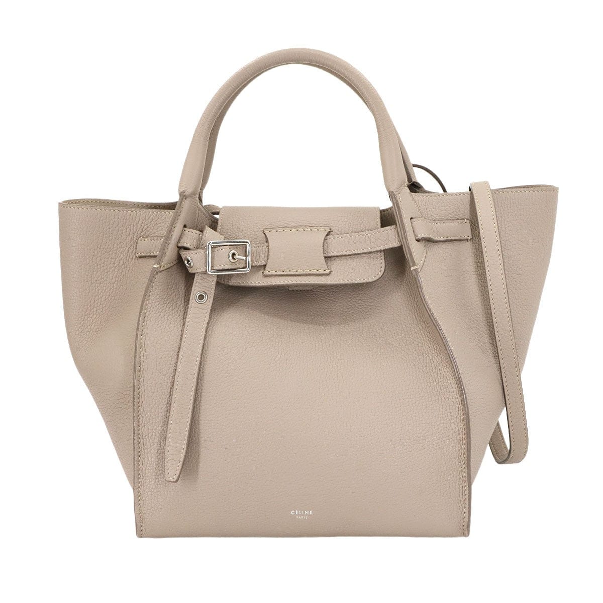 CELINE CELINE Big Bag Small With Longstrap Hand Shoulder Bag Leather Beige 90304134