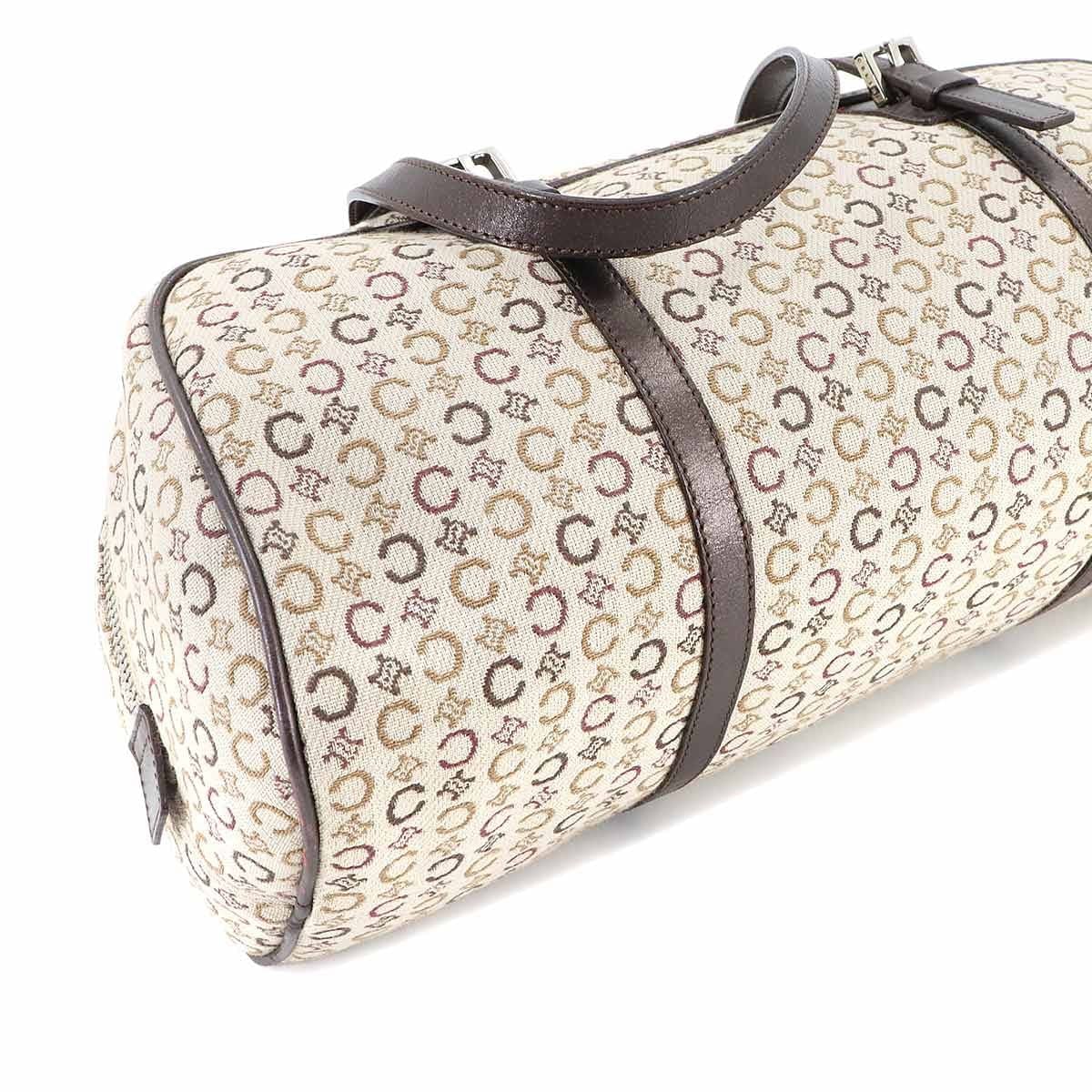 CELINE CELINE C Macadam Mini Boston Hand Bag Canvas Leather Beige Brown Purse 90295965