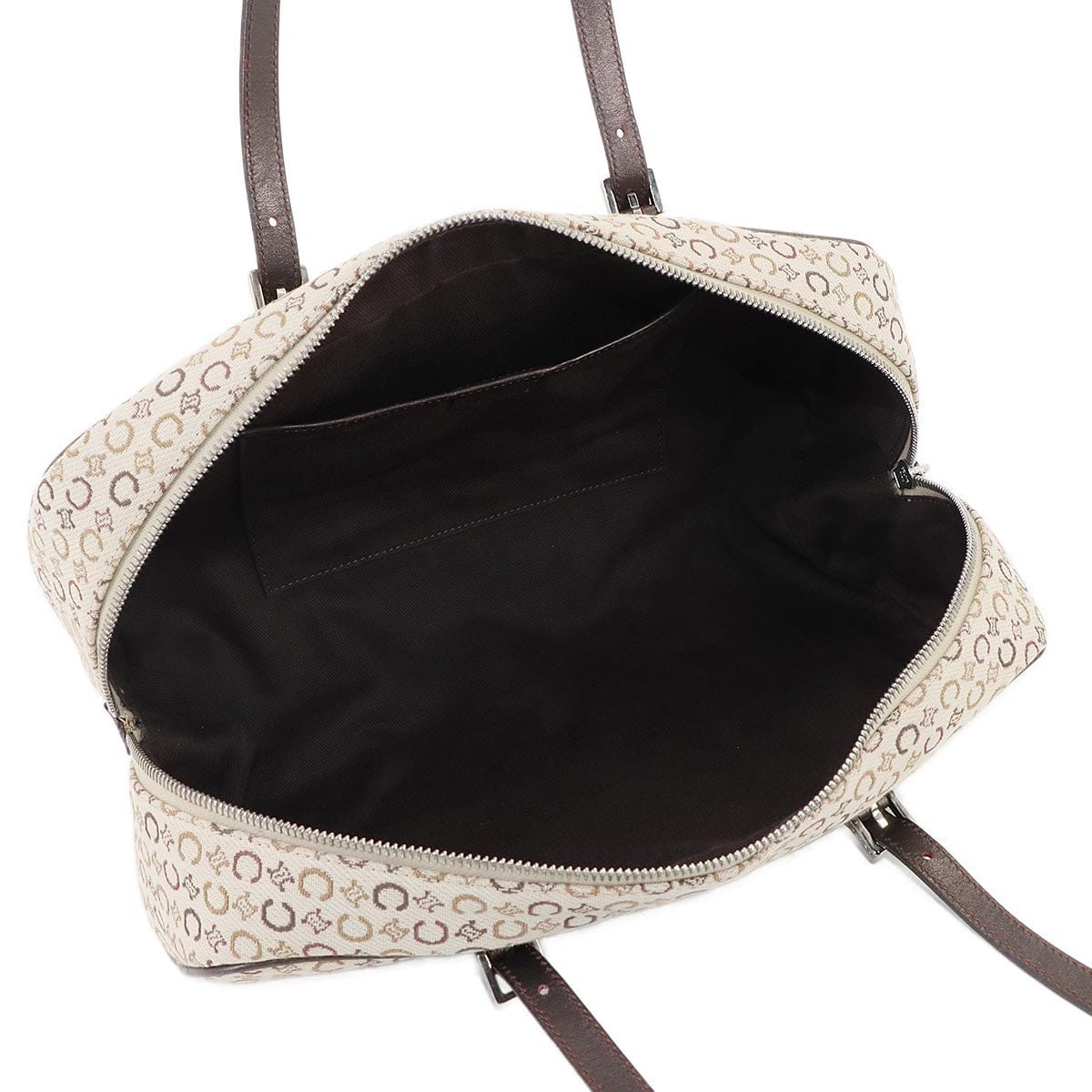 CELINE CELINE C Macadam Mini Boston Hand Bag Canvas Leather Beige Brown Purse 90295965