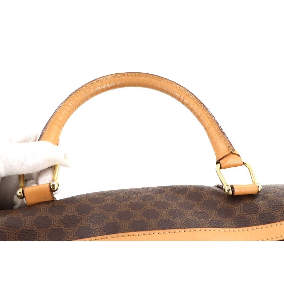 CELINE CELINE Macadam Boston Hand Bag PVC Leather Brown Purse 90289271