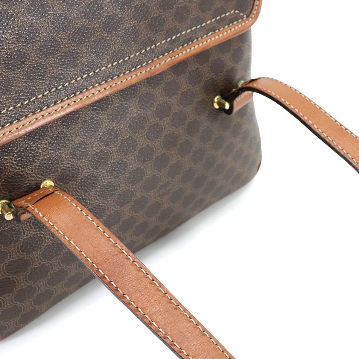 CELINE CELINE Macadam Hand Bag PVC Leather Brown Vintage 90297043