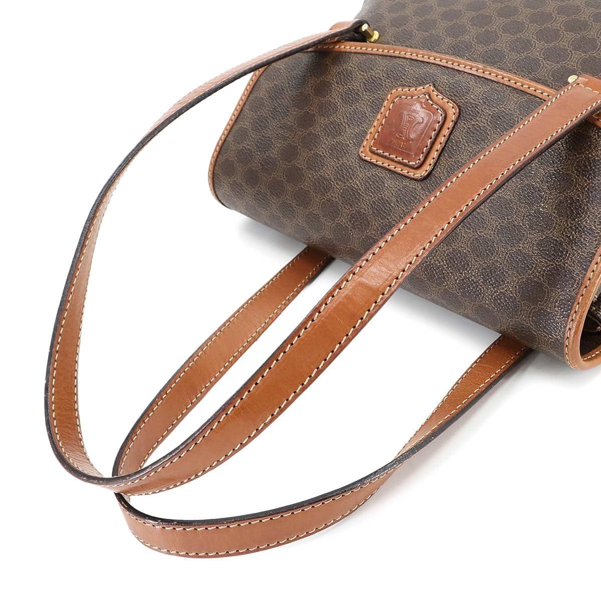 CELINE CELINE Macadam Hand Bag PVC Leather Brown Vintage 90297043