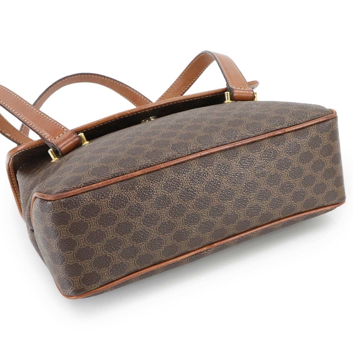 CELINE CELINE Macadam Hand Bag PVC Leather Brown Vintage 90297043