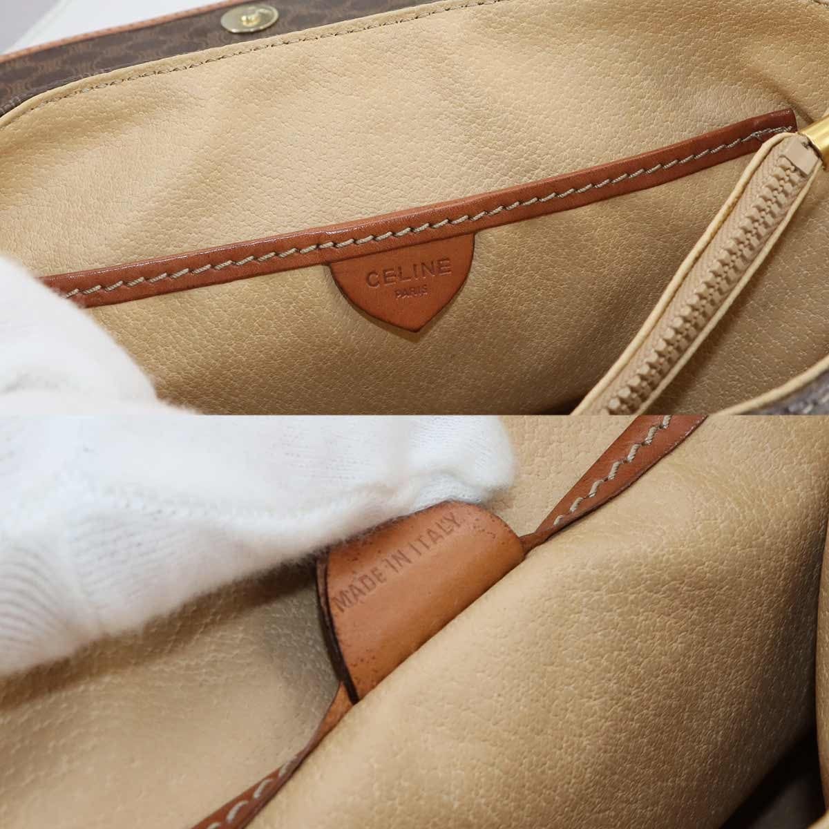 CELINE CELINE Macadam Hand Bag PVC Leather Brown Vintage 90297043