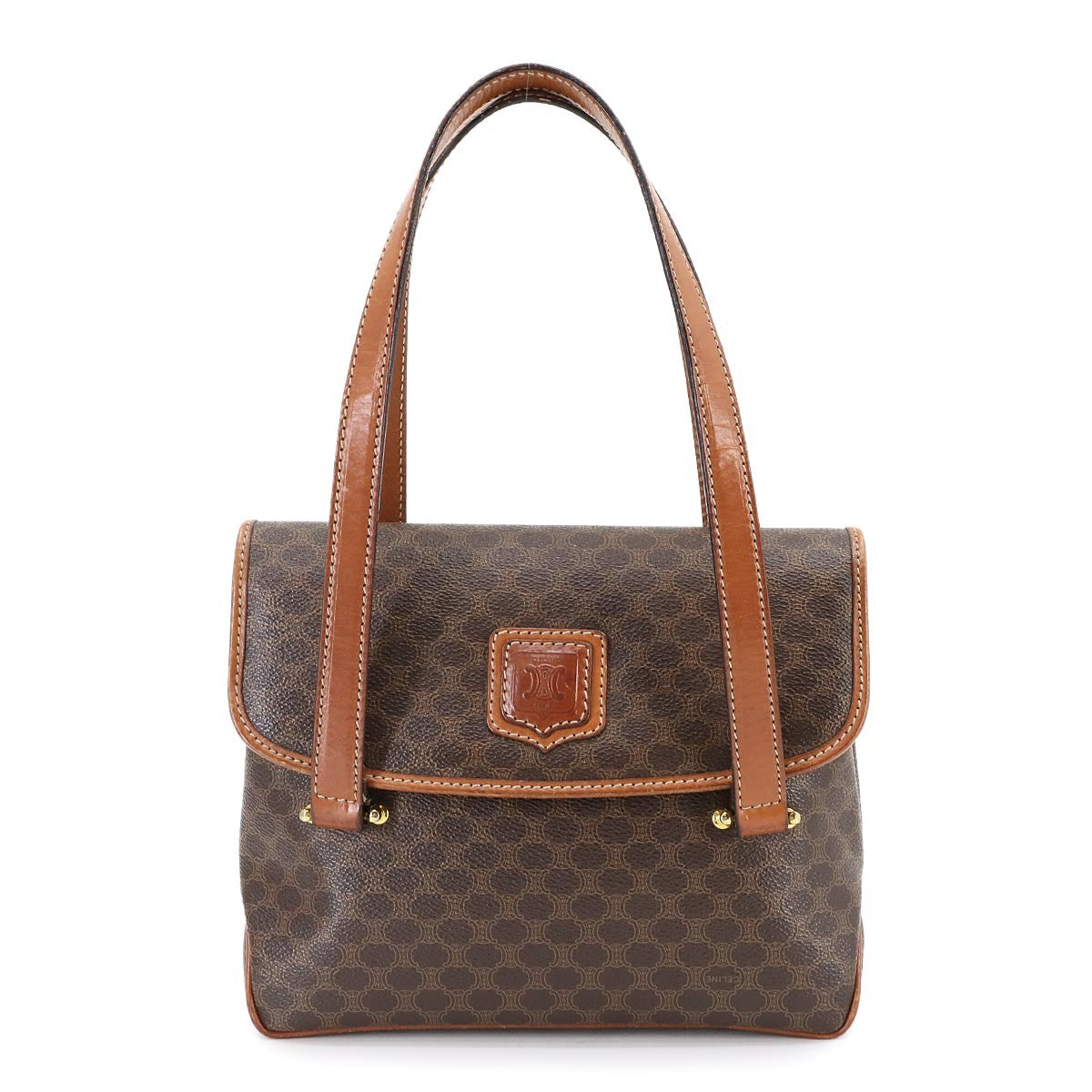CELINE CELINE Macadam Hand Bag PVC Leather Brown Vintage 90297043