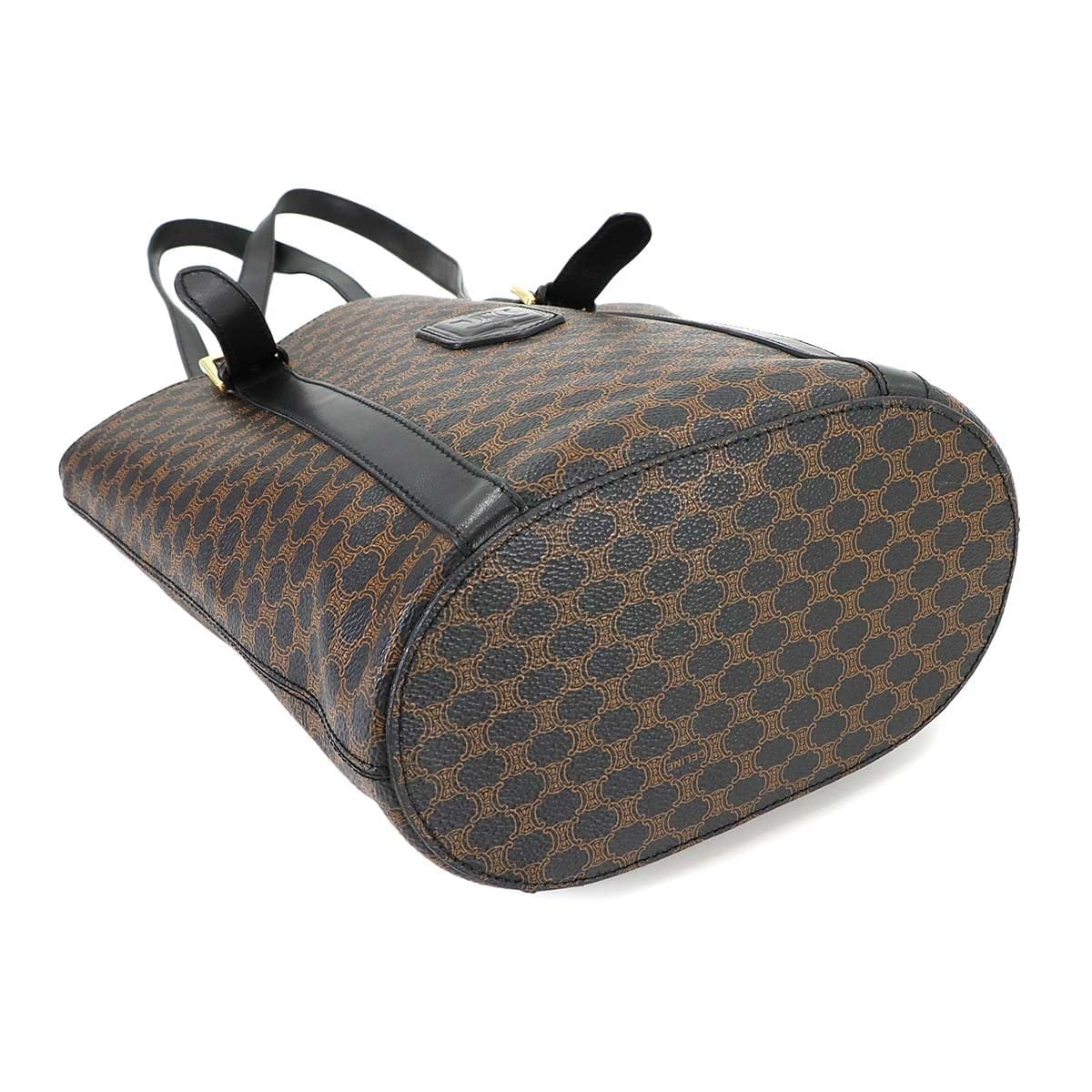 CELINE CELINE Macadam Shoulder Bag PVC Leather Black Brown Vintage Purse 90280882