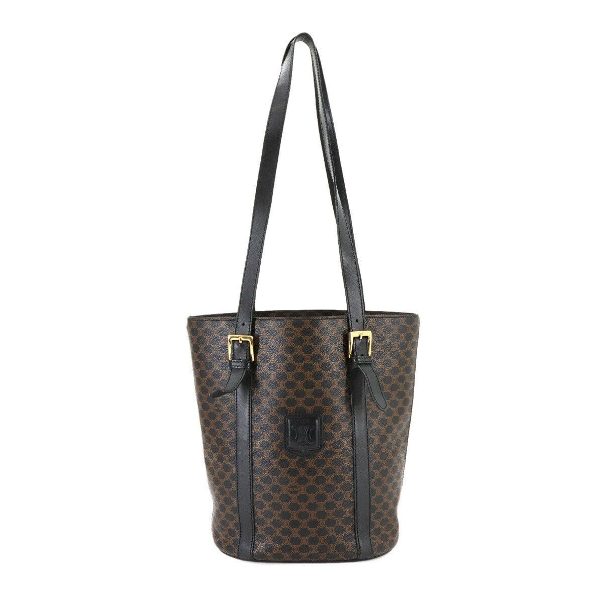 CELINE CELINE Macadam Shoulder Bag PVC Leather Black Brown Vintage Purse 90280882