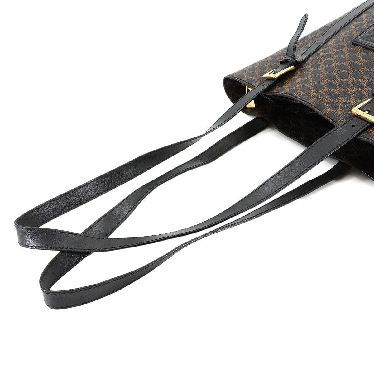 CELINE CELINE Macadam Shoulder Bag PVC Leather Black Brown Vintage Purse 90280882