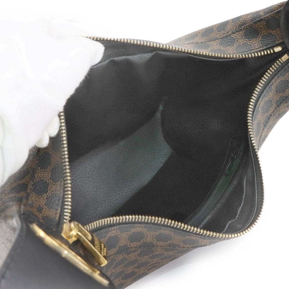 CELINE CELINE Macadam Shoulder Bag PVC Leather Black Brown Vintage Purse 90301217