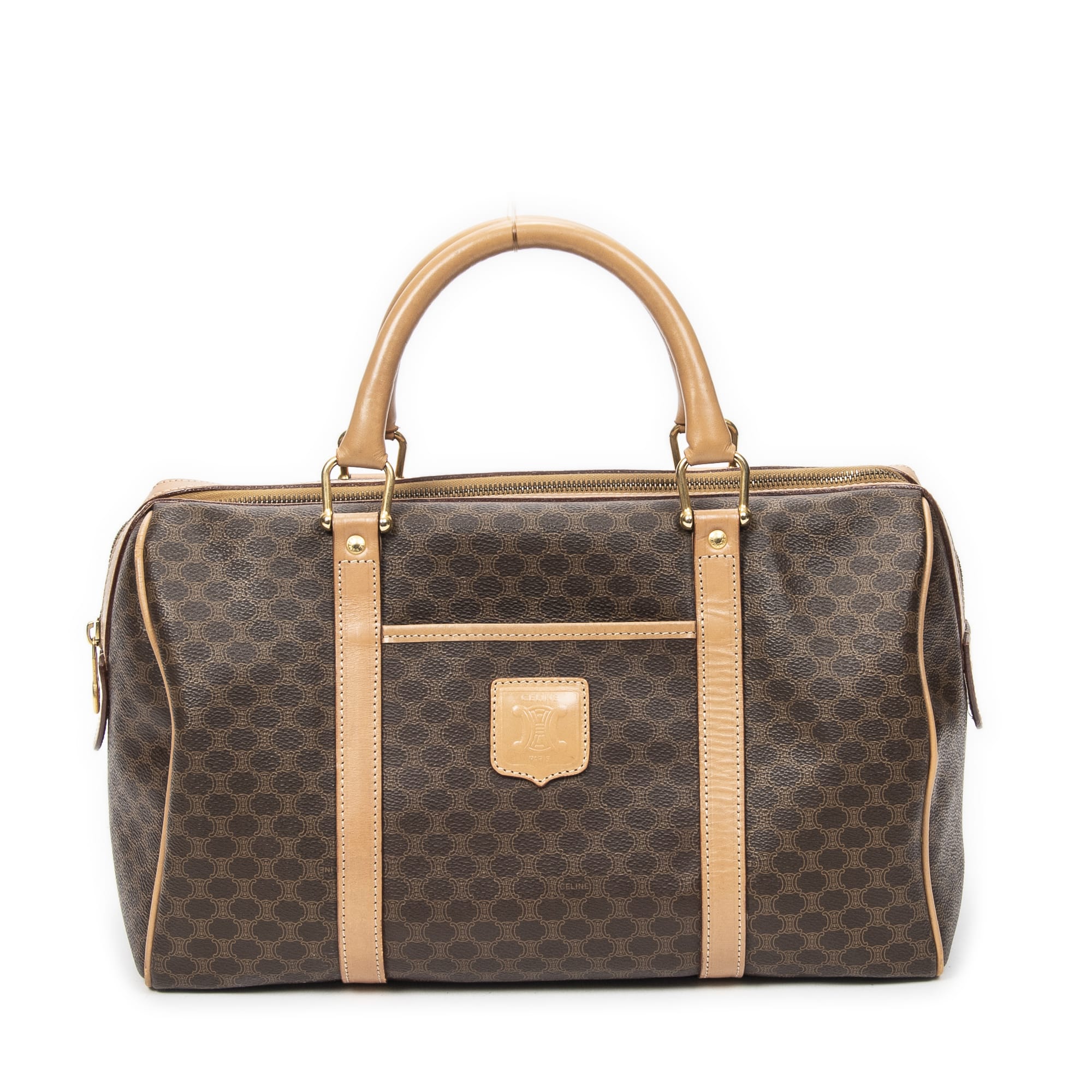 Celine Celine Beige/Brown Coated Canvas Medium Boston ABC6045