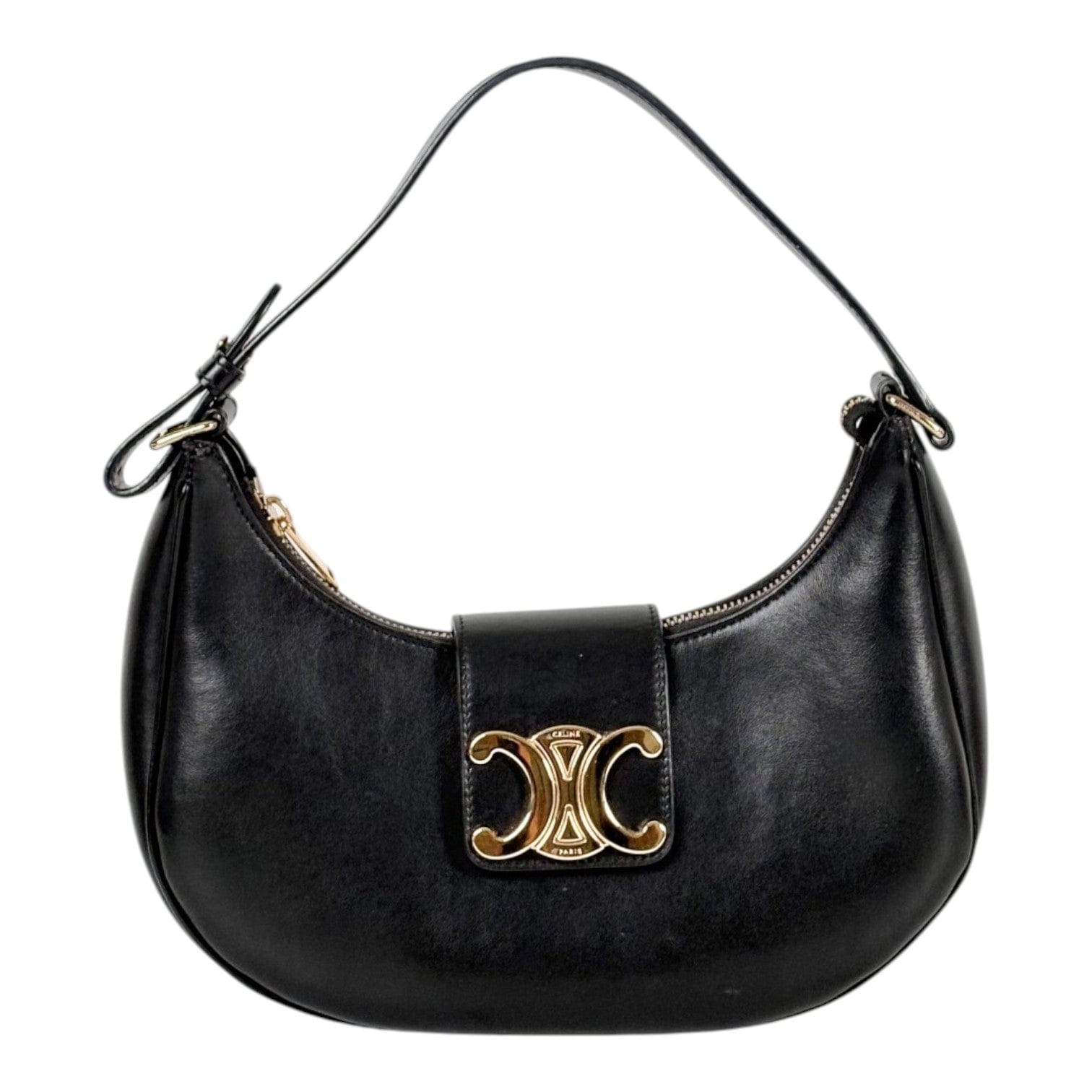 Celine Celine Black Ava Triomphe Hobo Bag in Calfskin