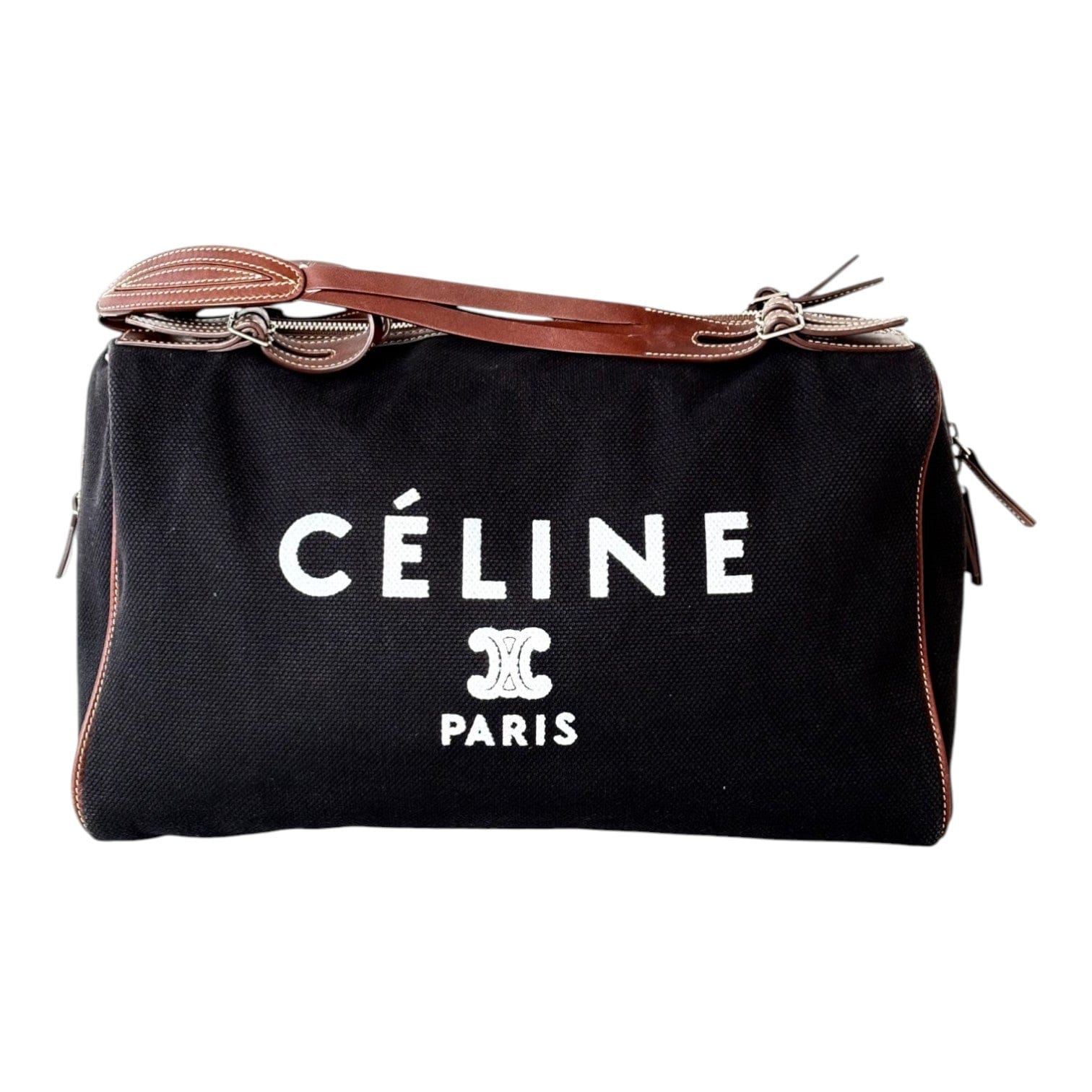 Celine Celine Black Canvas Boston Bag