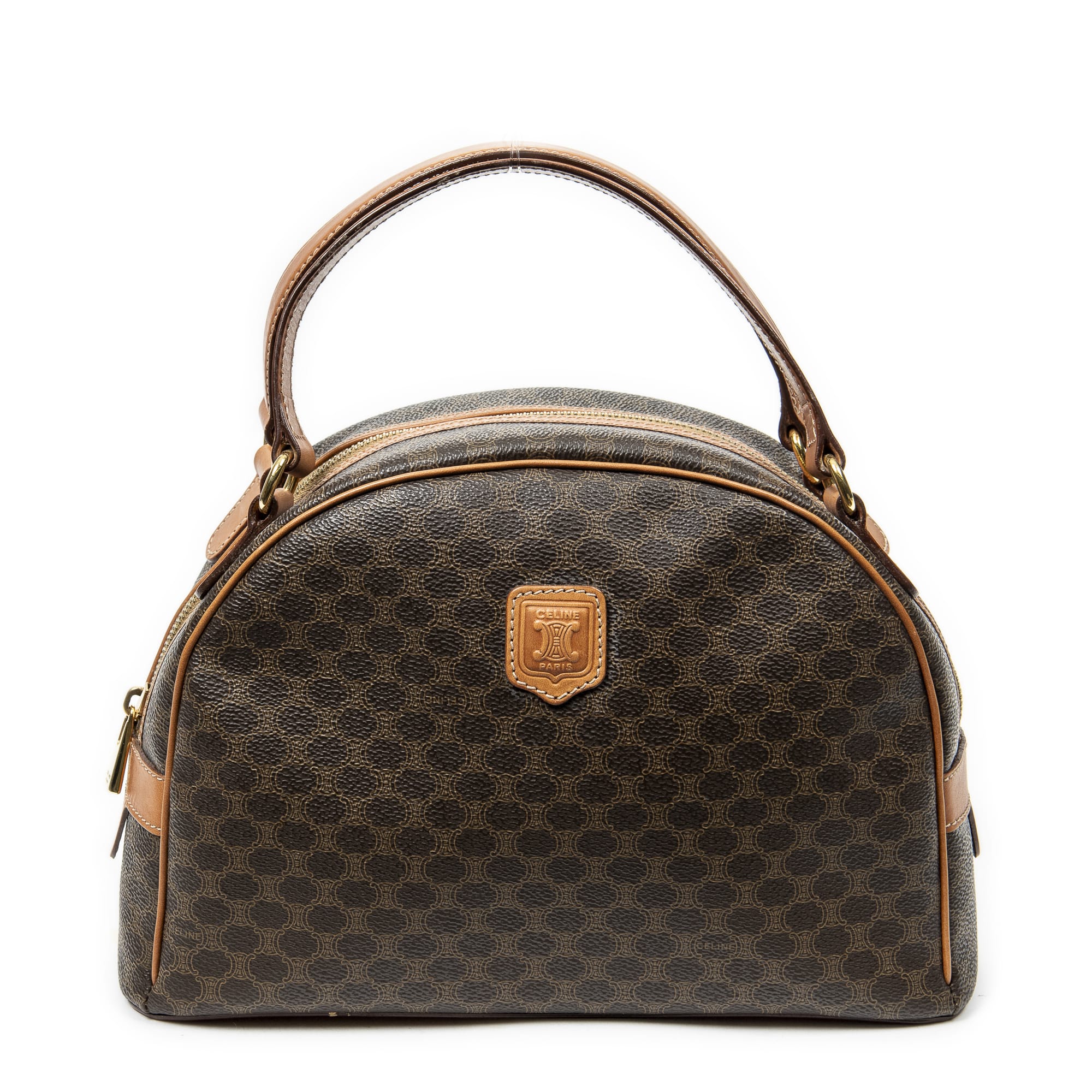 Celine Celine Brown Coated Canvas Dome Top Handle ABB7655
