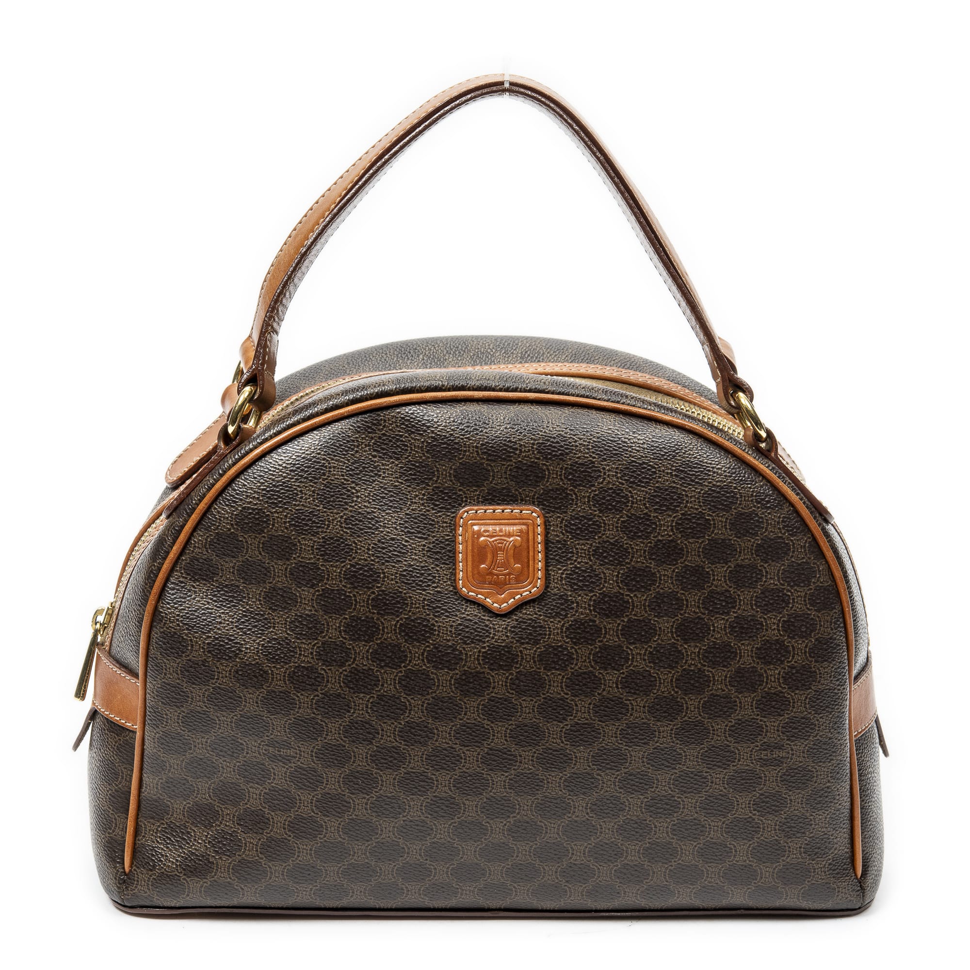 Celine Celine Brown Coated Canvas Dome Top Handle ABC2714