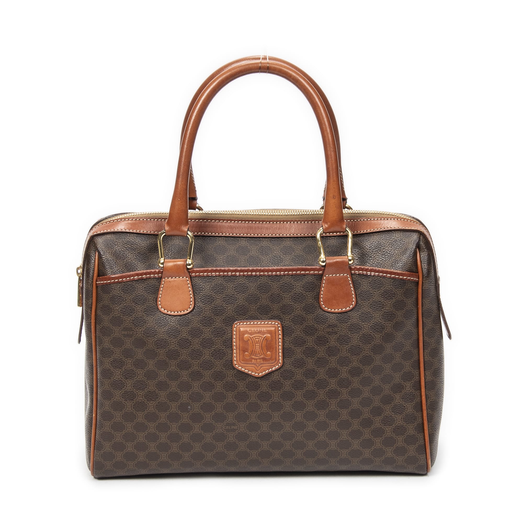 Celine Celine Brown Coated Canvas Small Boston ABC6039