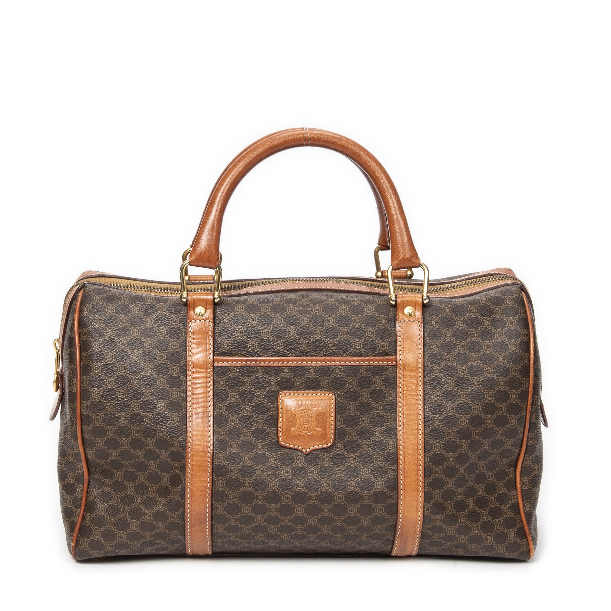 Celine Celine Brown Coated Canvas Vintage Medium Boston ABB9523