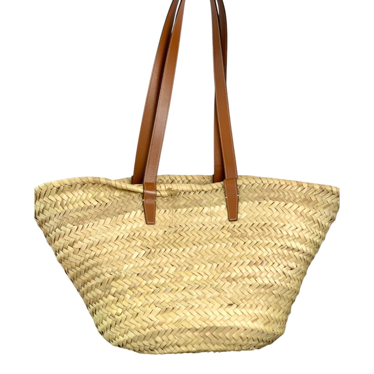 Celine Celine Classic Panier In Palm Leaves And Calfskin