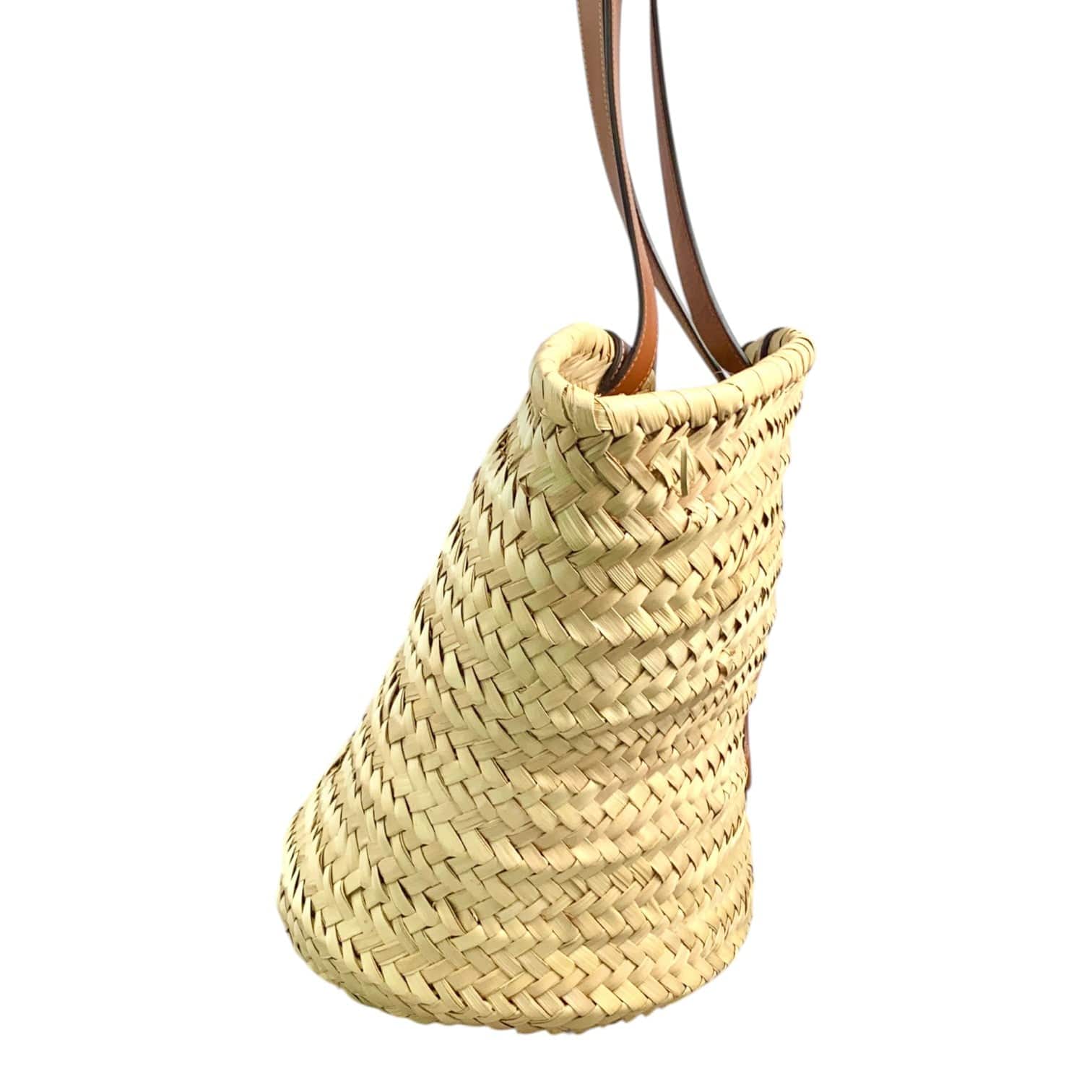 Celine Celine Classic Panier In Palm Leaves And Calfskin