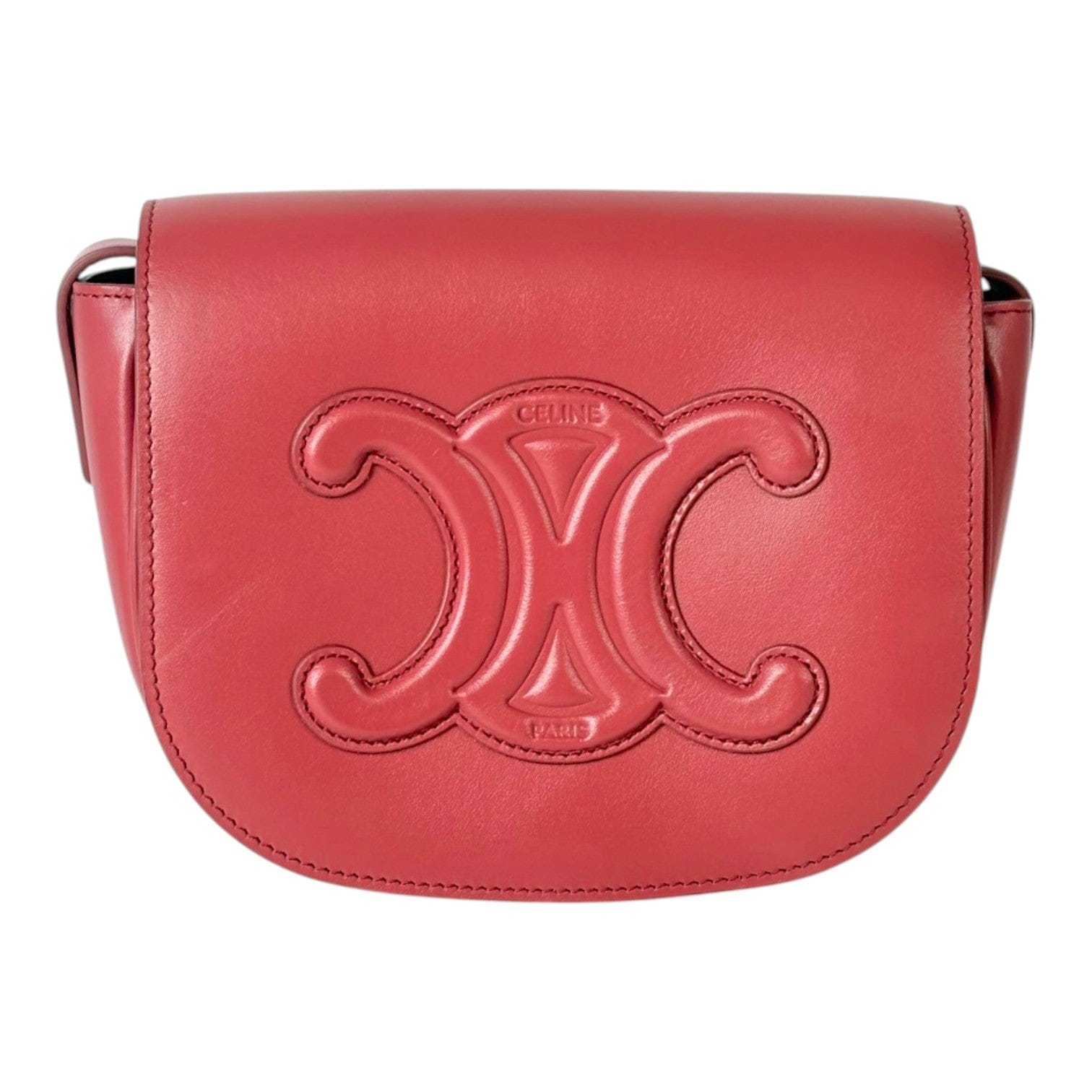 Celine Celine Smooth Pink Calfskin Triomphe Folco Crossbody Bag
