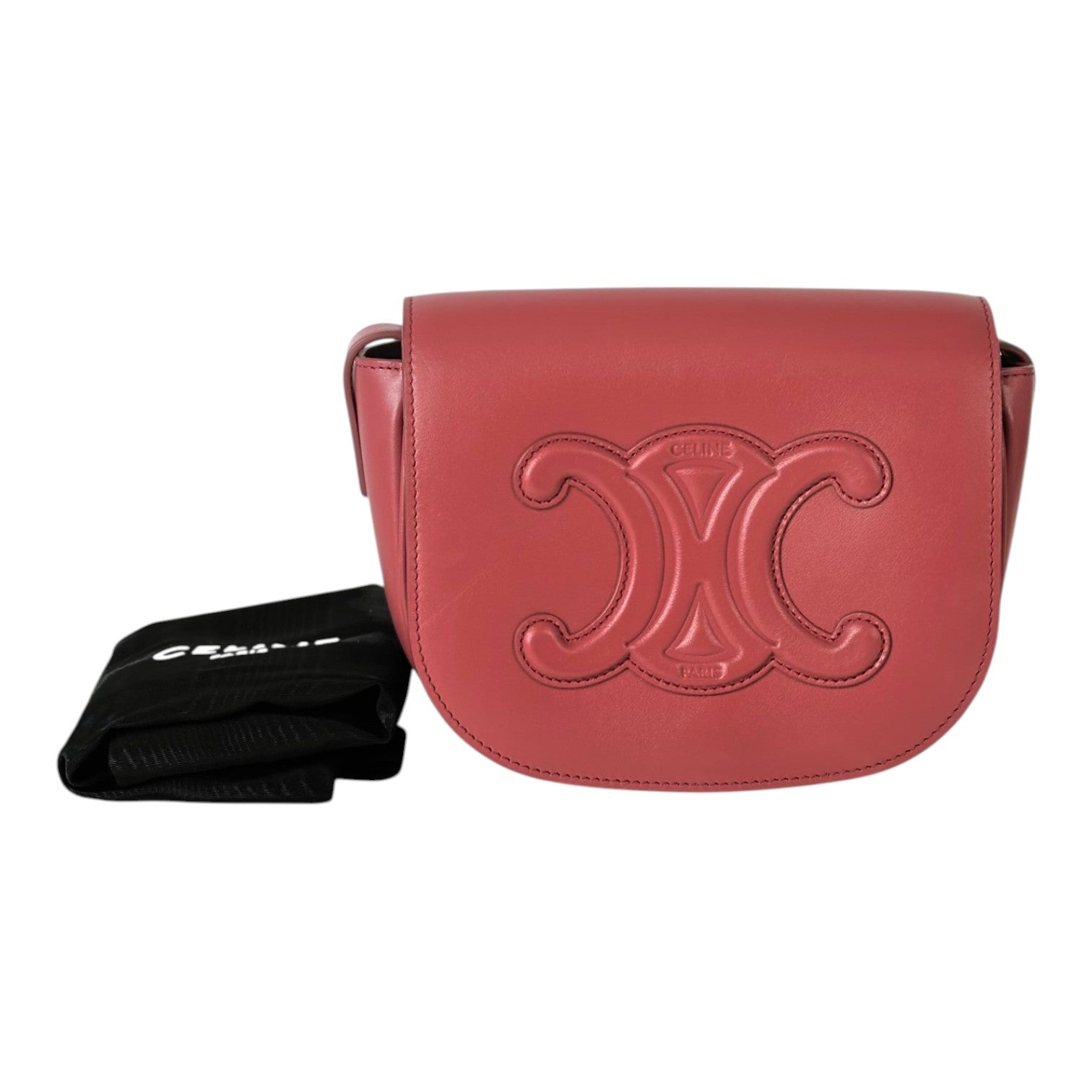 Celine Celine Smooth Pink Calfskin Triomphe Folco Crossbody Bag