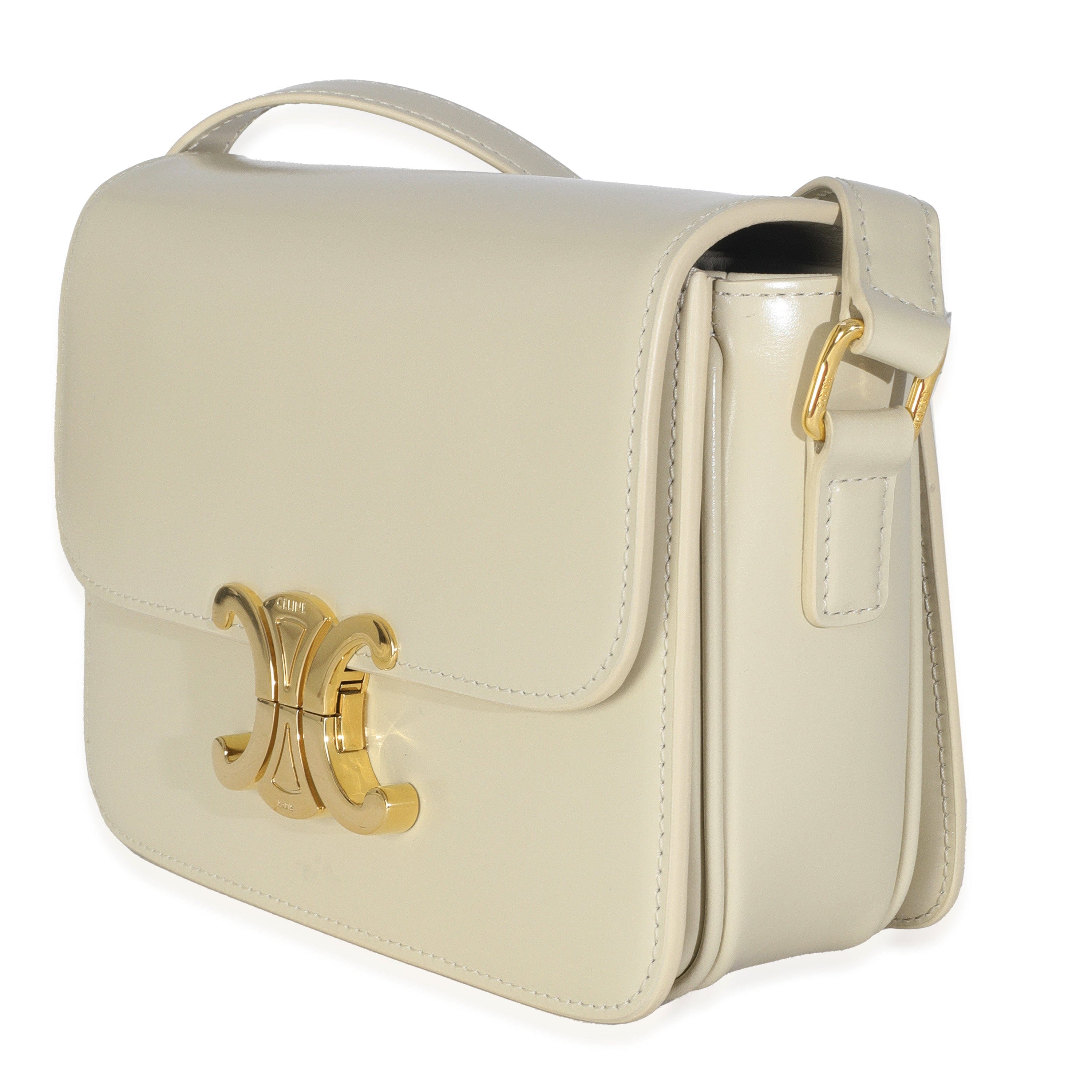 Celine Light Stone Shiny Calfskin Classique Triomphe Bag