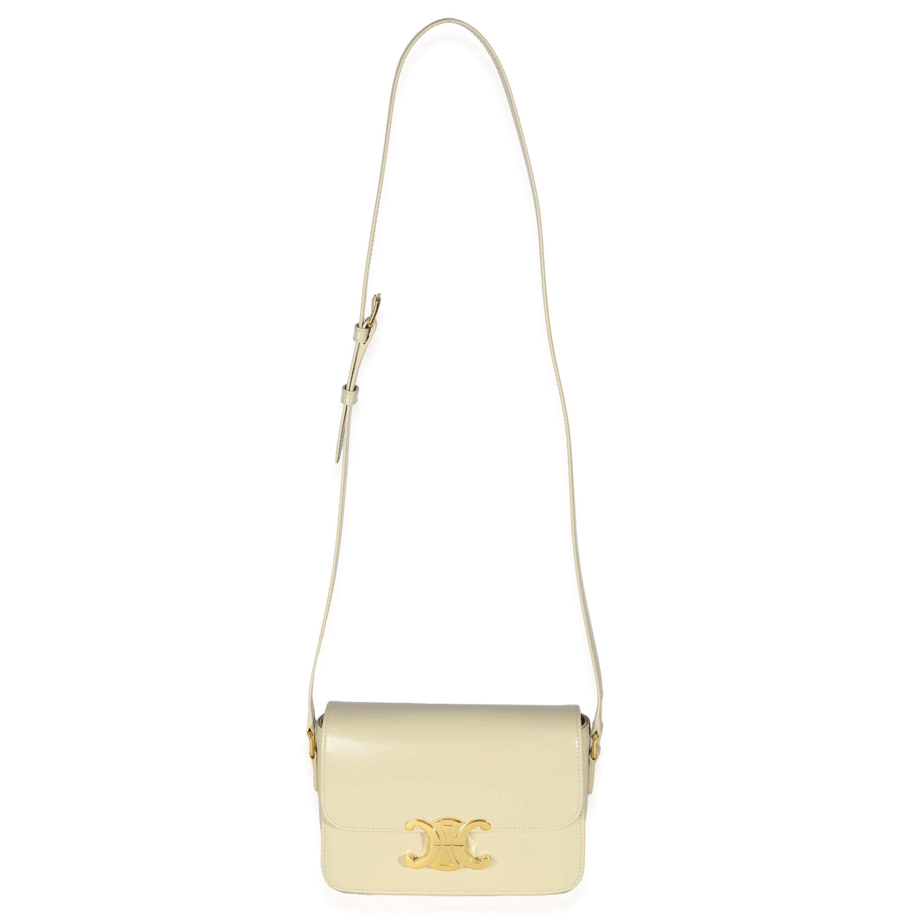 Celine Light Stone Shiny Calfskin Classique Triomphe Bag