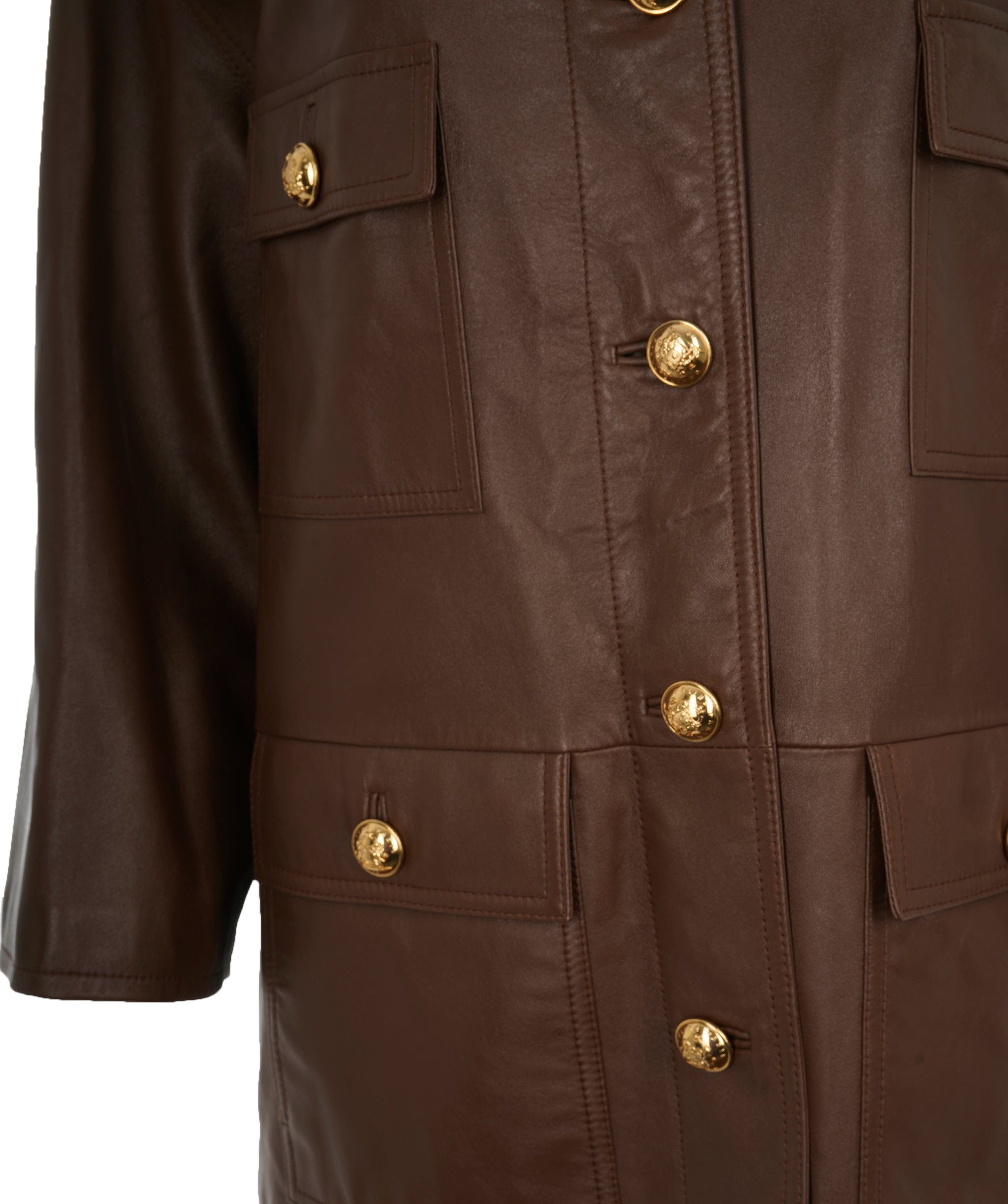 Celine Celine Brown Lambskin Collarless Triomphe Jacket RRP £6500 ALC1897