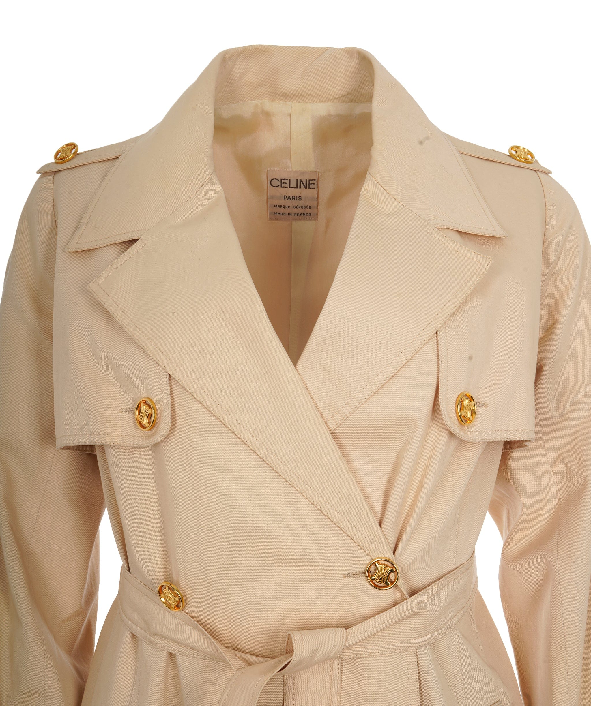 Celine Celine Gold Buttons Trench Coat Beige ASL10498