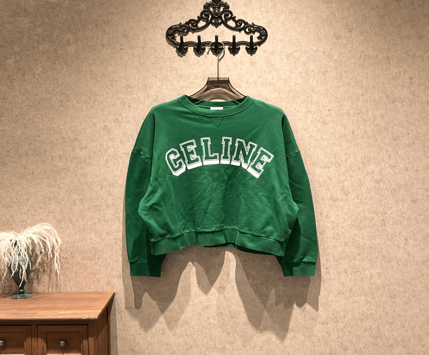 Celine Celine Green Flocked Logo Sweatshirt / Size M / 99% New / 42843 SGC42843