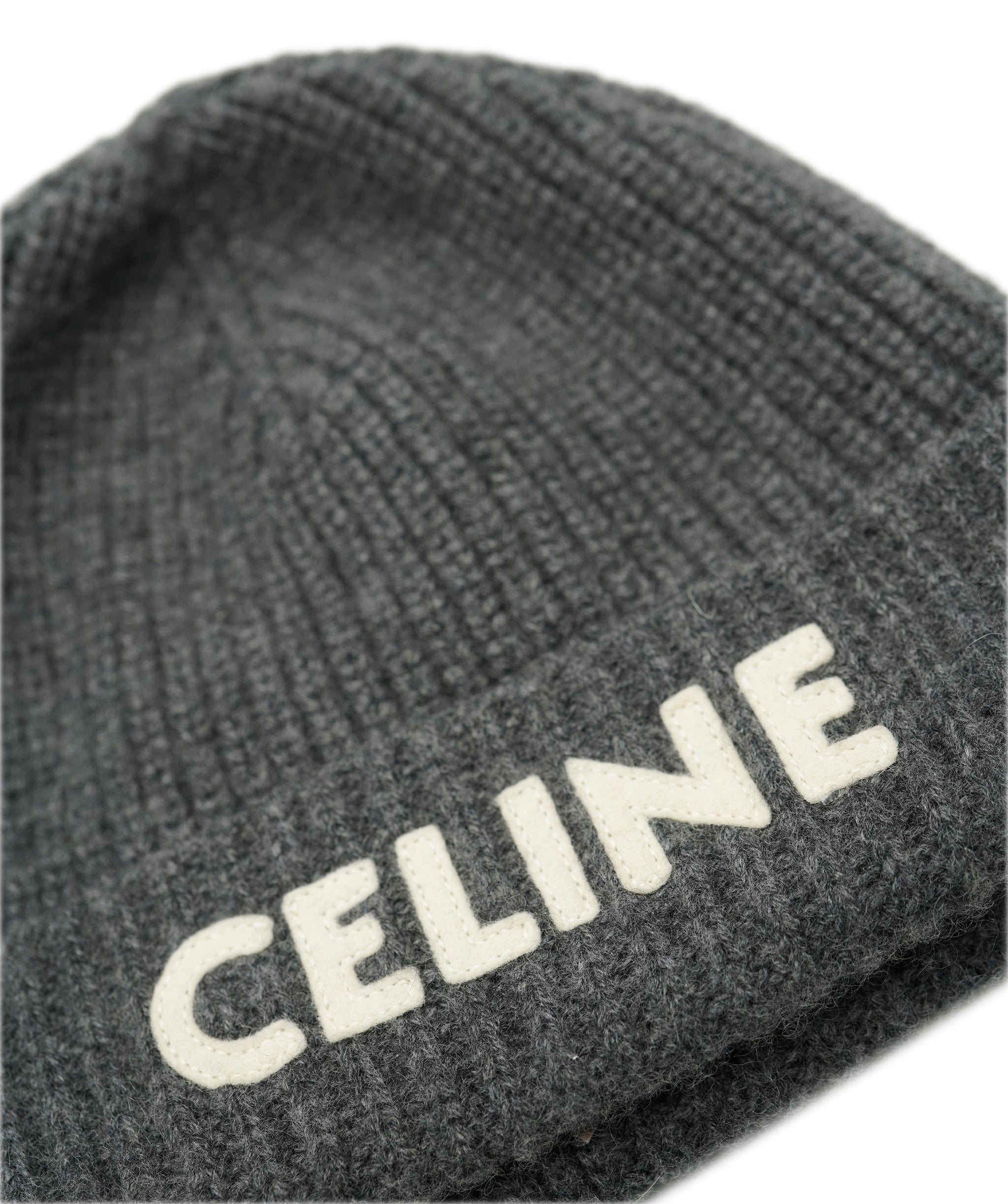 Celine Celine Grey Logo Beanie (From Sophie's closet) ALL0579