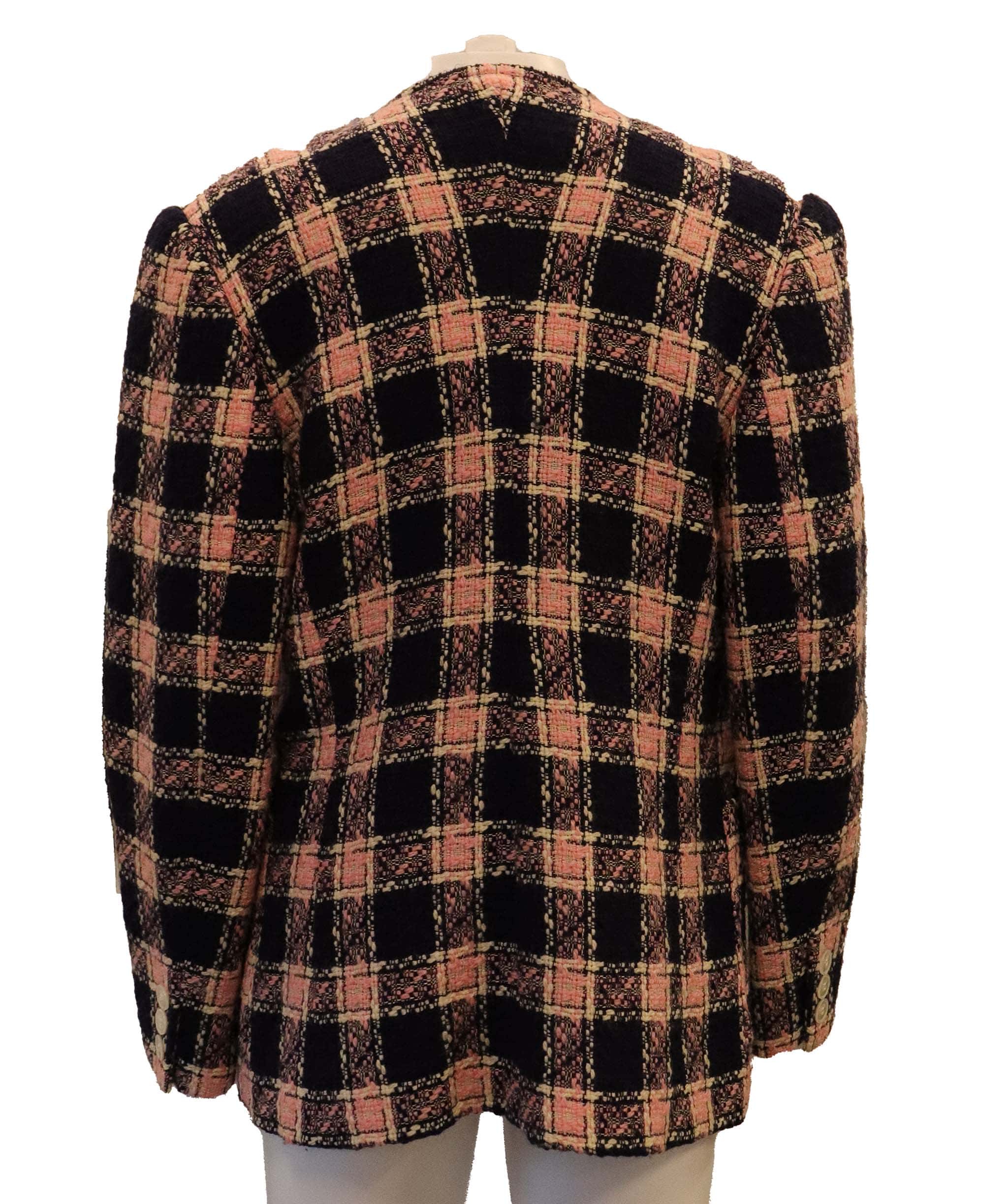 Celine Celine Pink and Blue tartan tweed jacket AGC2353