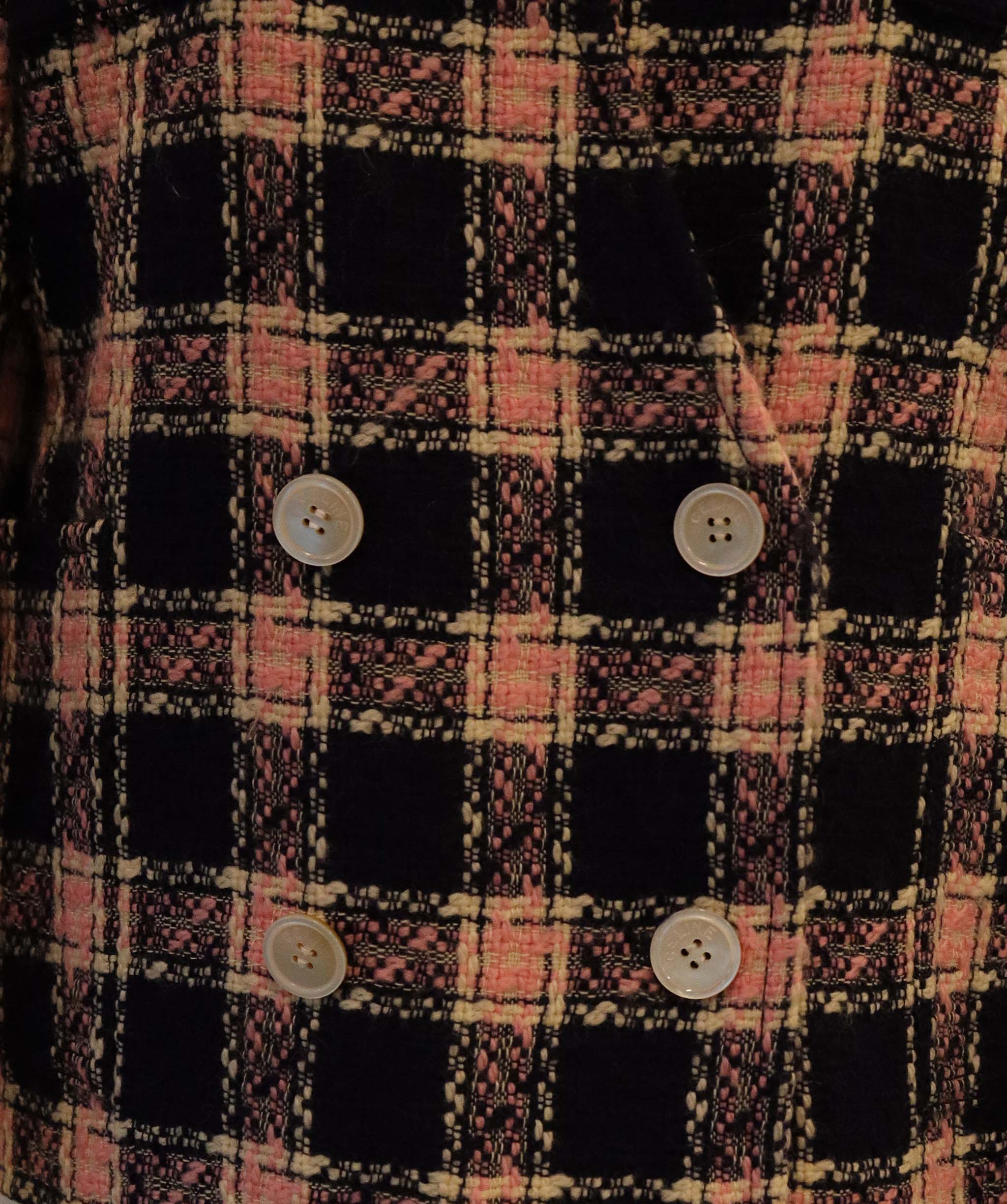 Celine Celine Pink and Blue tartan tweed jacket AGC2353