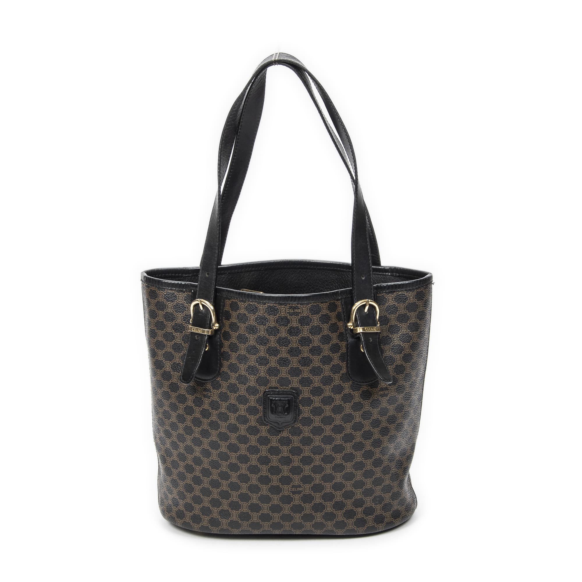 Celine Celine Black/Brown Coated Canvas Bucket Tote ABC6035