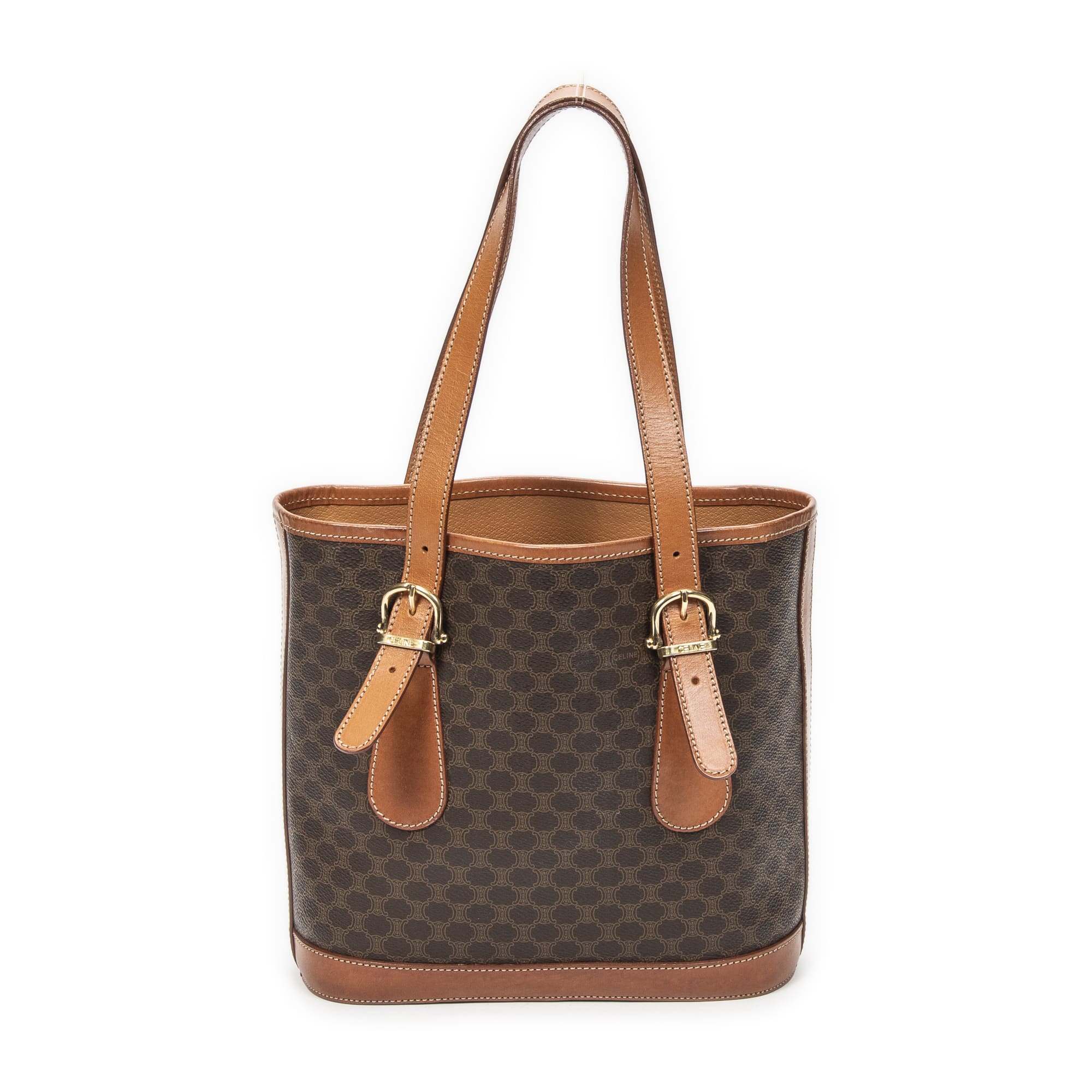 Celine Celine Brown Coated Canvas Bucket Tote ABC6042