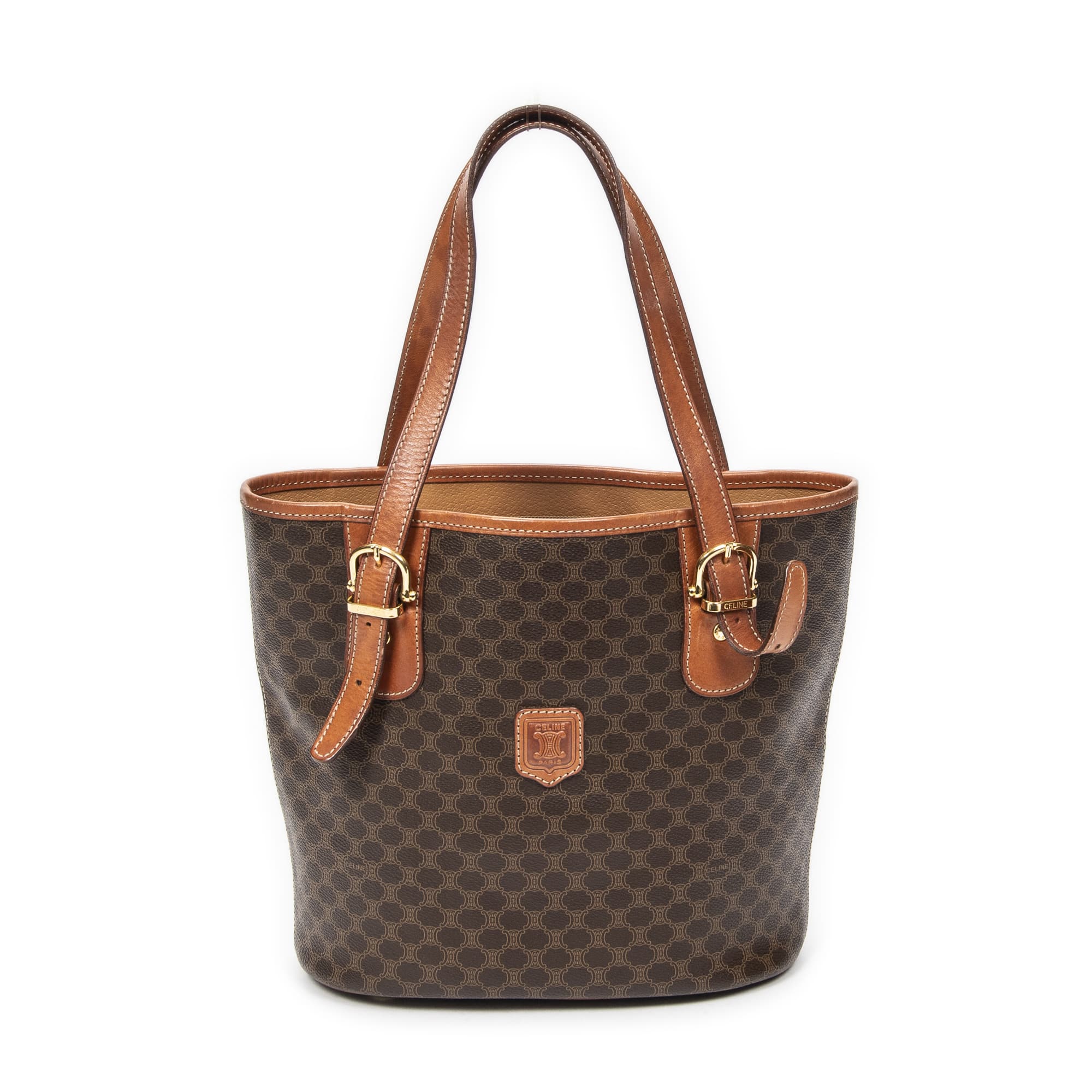 Celine Celine Brown Coated Canvas Bucket Tote ABC6043